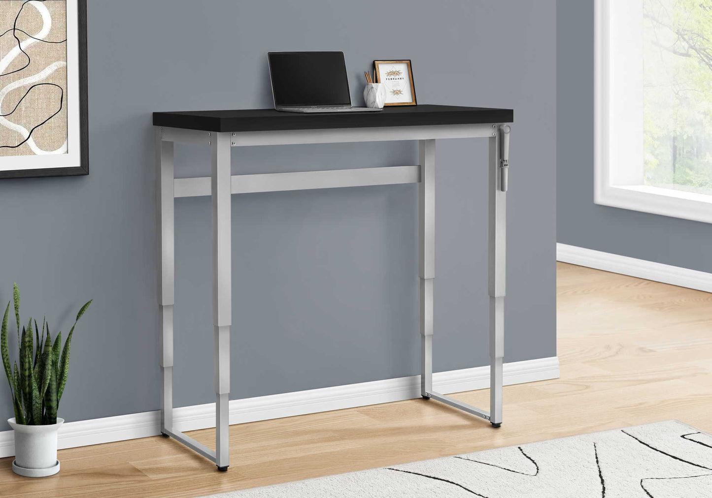 Computer Desk, Home Office, Standing, Adjustable, Laptop, Contemporary & Modern - Black
