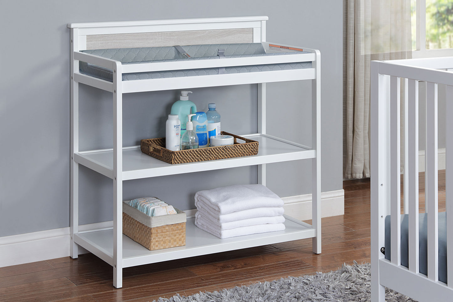 Connelly - Changing Table - White, Rockport Gray