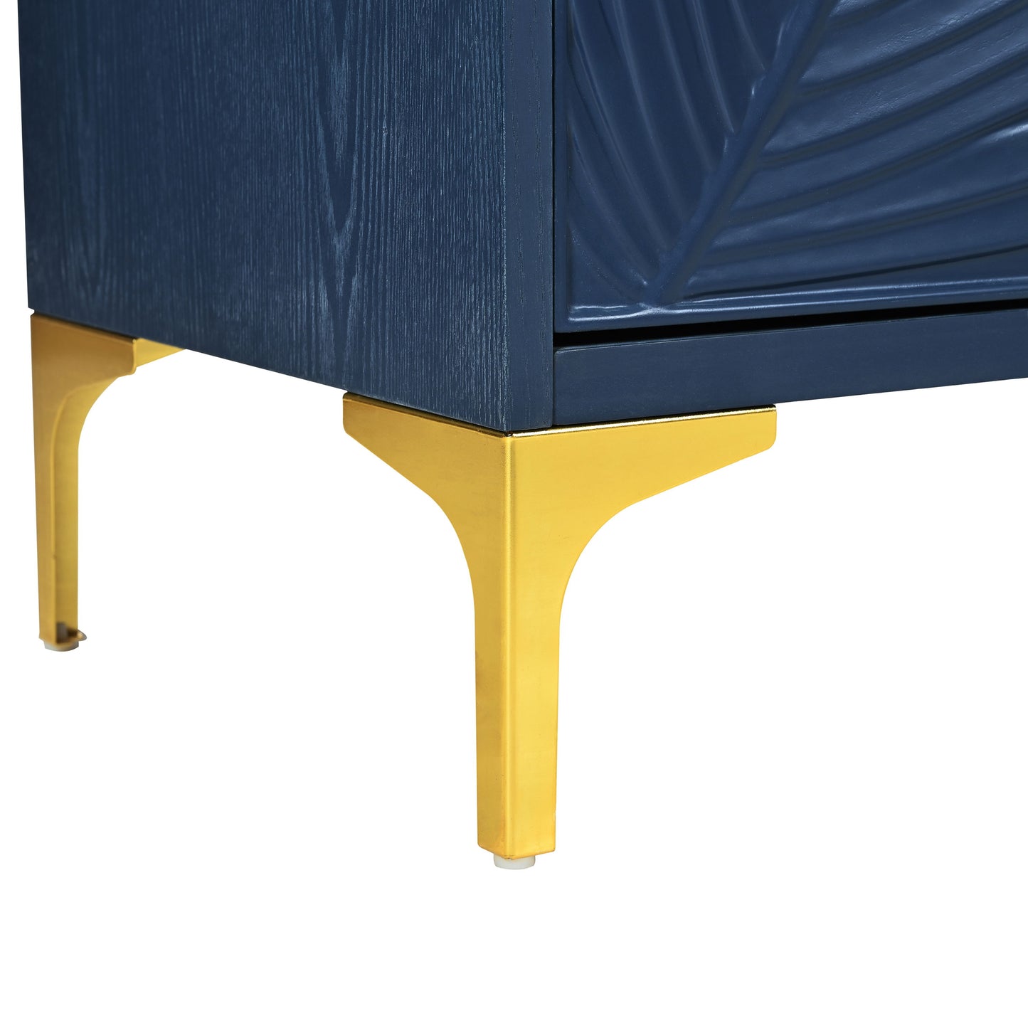 Modern 4 Door Sideboard With Creative Carved Surface And Adjustable Shelves - Light Blue