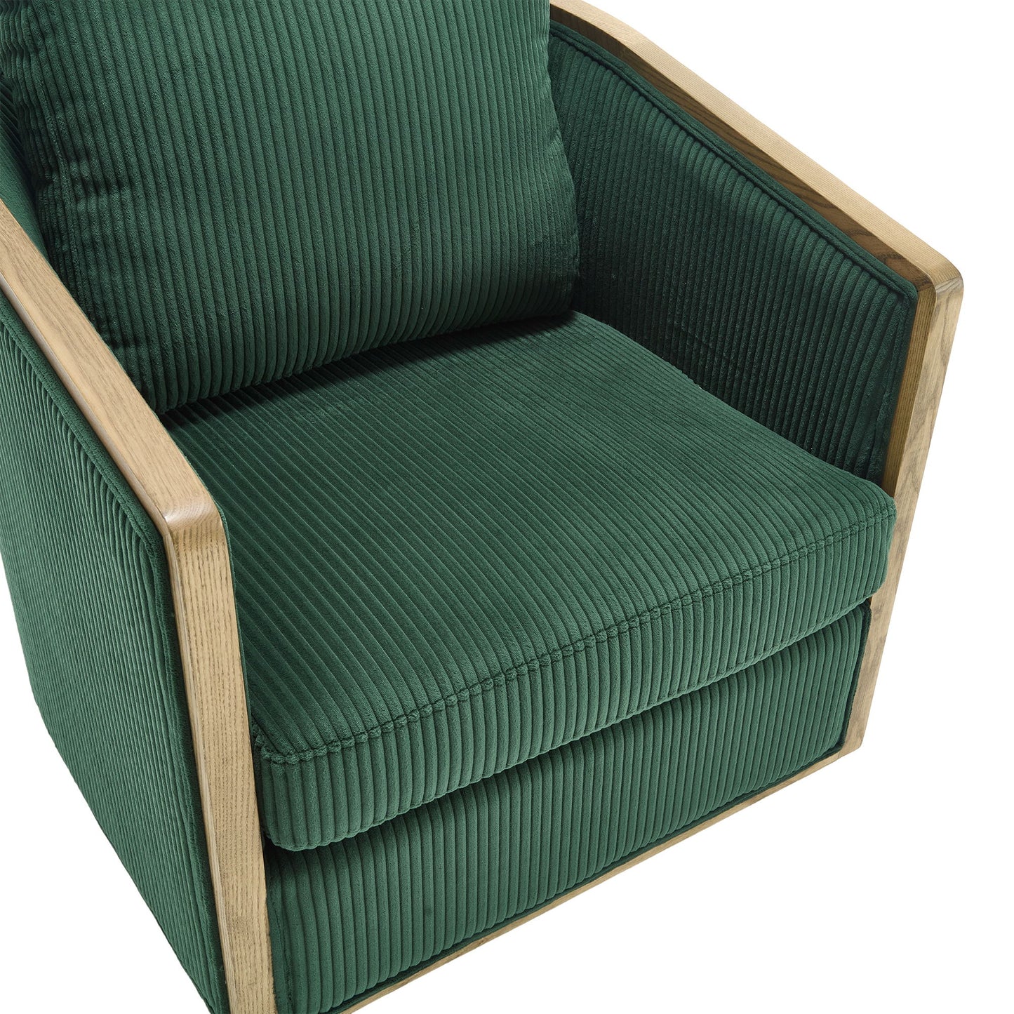 Corduroy Swivel Barrel Chair, Comfortable Accent Sofa Chair With 360 Degree Swivel For Living Room - Emerald
