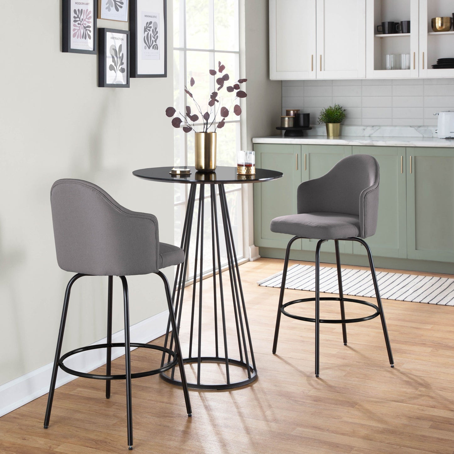Ahoy - Contemporary Fixed Height Counter Stool (Set of 2) - Black / Gray