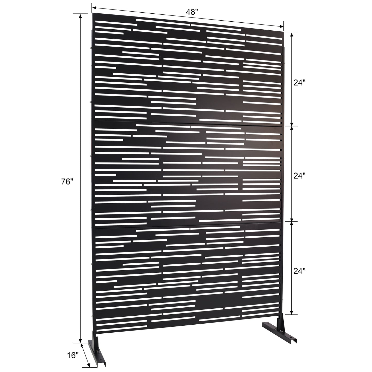 Outdoor & Indoor Privacy Screen Freestanding Decorative Panel Steel - Black