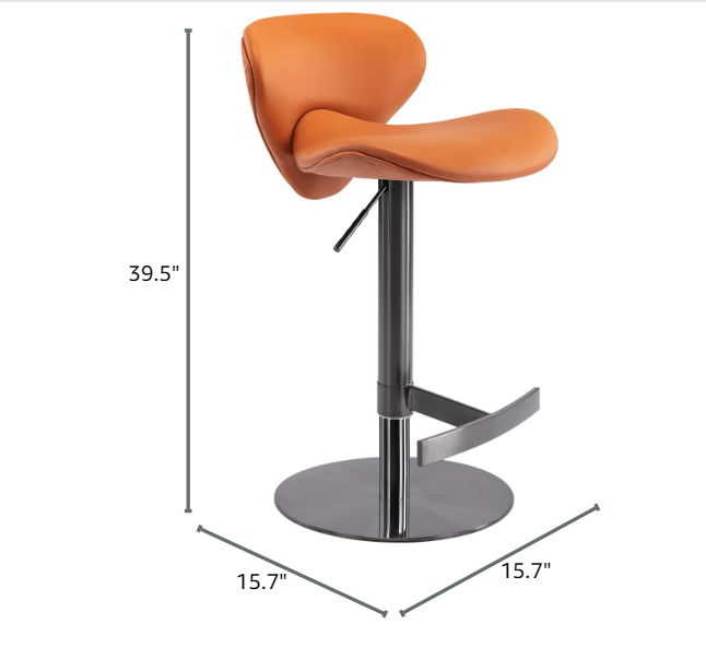 Swivel Titanium Stainless Steel Bar Stool, Adjustable Height For Kitchen Counter And Dining Room - Brown
