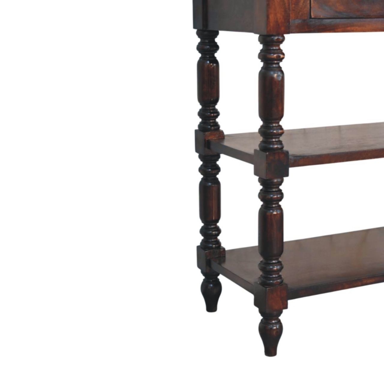 Turned Legs Side Table - Brown