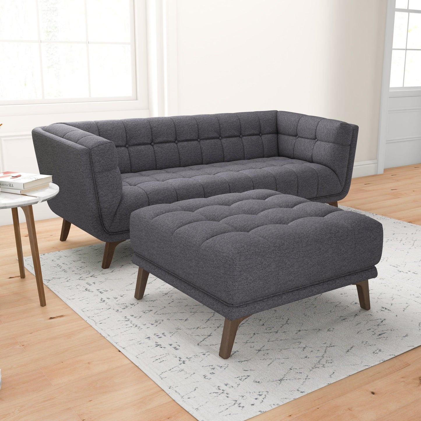 Addison - Square Upholstered Ottoman - Dark Gray