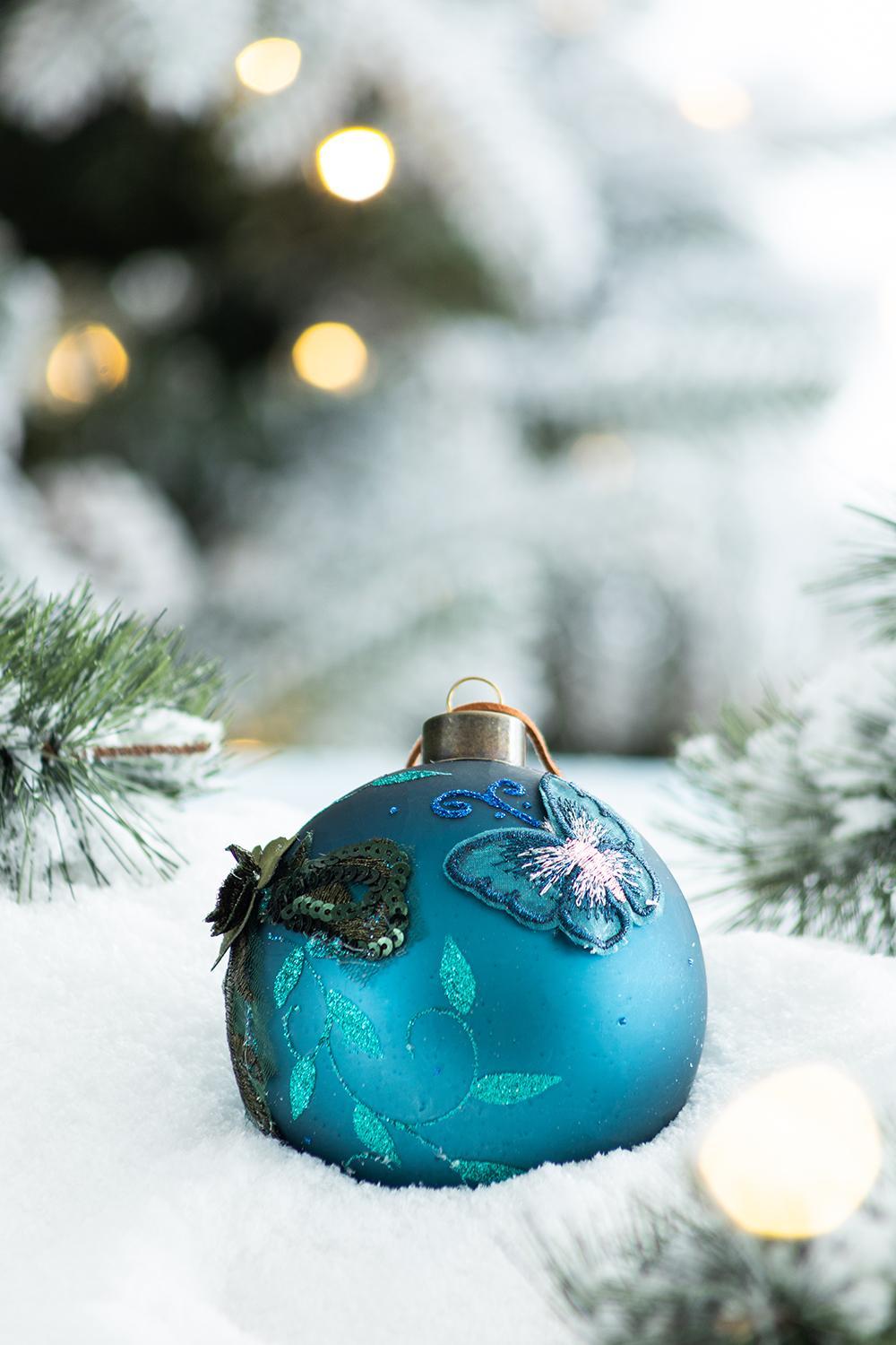 Christmas Ball Ornaments, Glass Decorative Hanging Ball Christmas Tree Ornaments For Holiday Party Decorations (Set of 6) - Blue