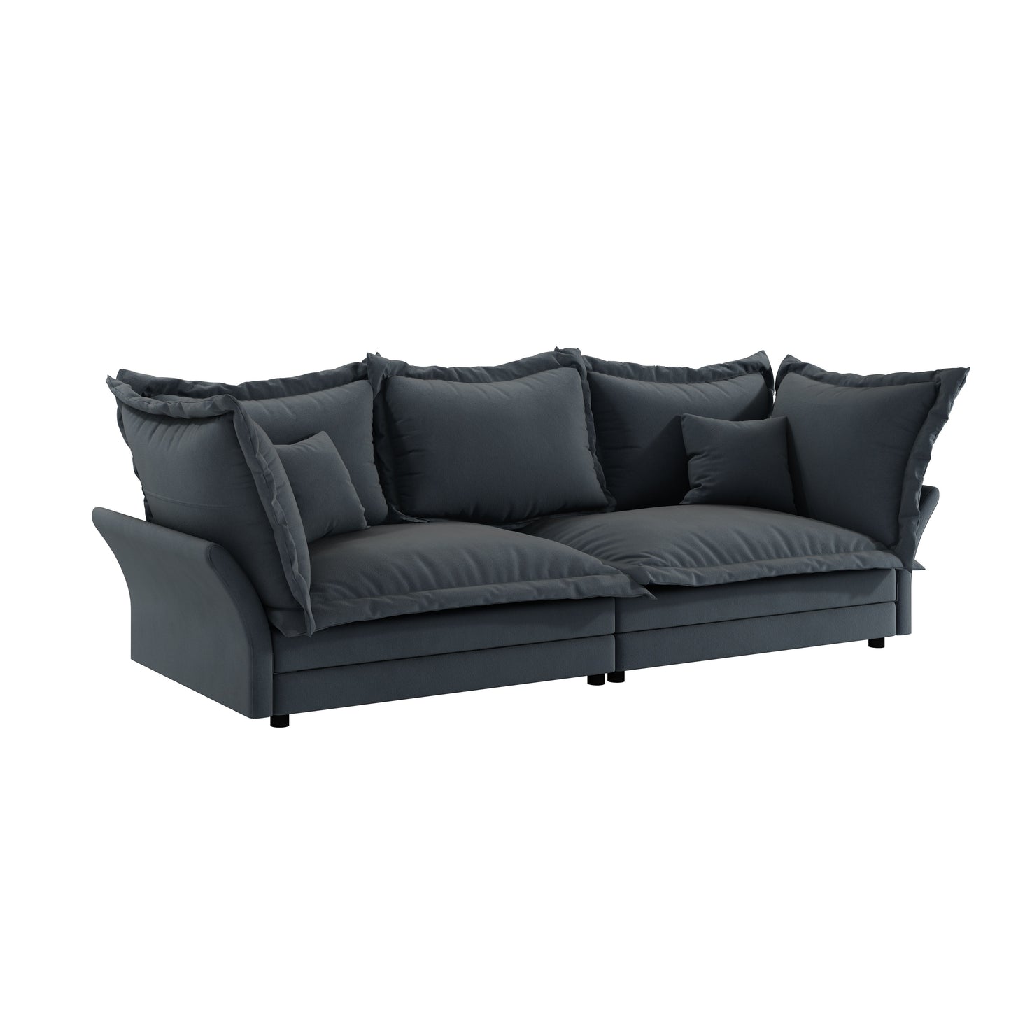Modern Comfy Upholstered Sofa Cloud Couch, Deep Seat Couches With Multiple Large Soft Pillows, Convertible Deep Seat Chaise Langue For Living Room - Gray