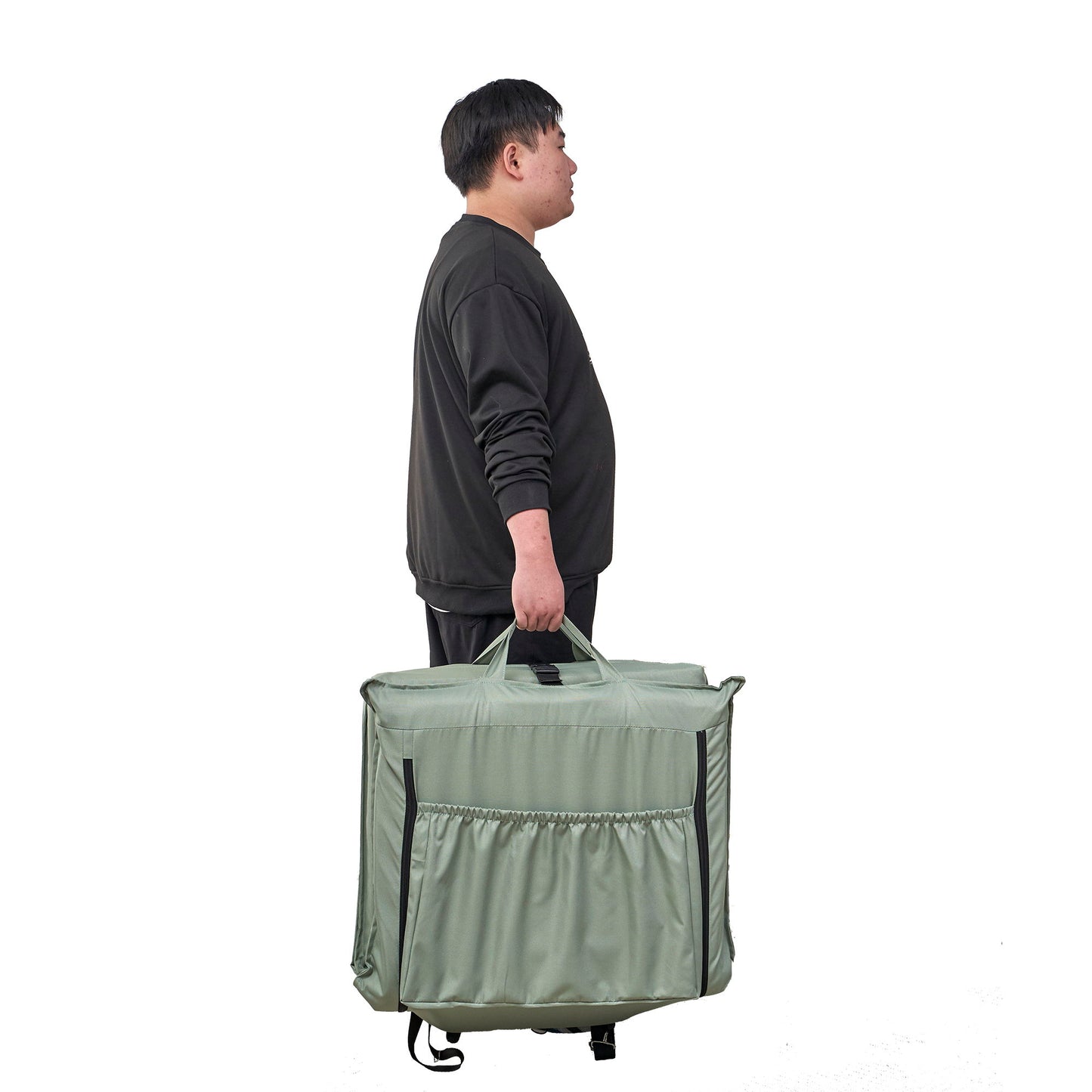 Foldable Portable Camping Chair With Carry Bag 14 Position Adjustable Recliner For Adults Cotton & Metal Frame For Outdoor Travel, Picnic, Or BBQ - Light Green