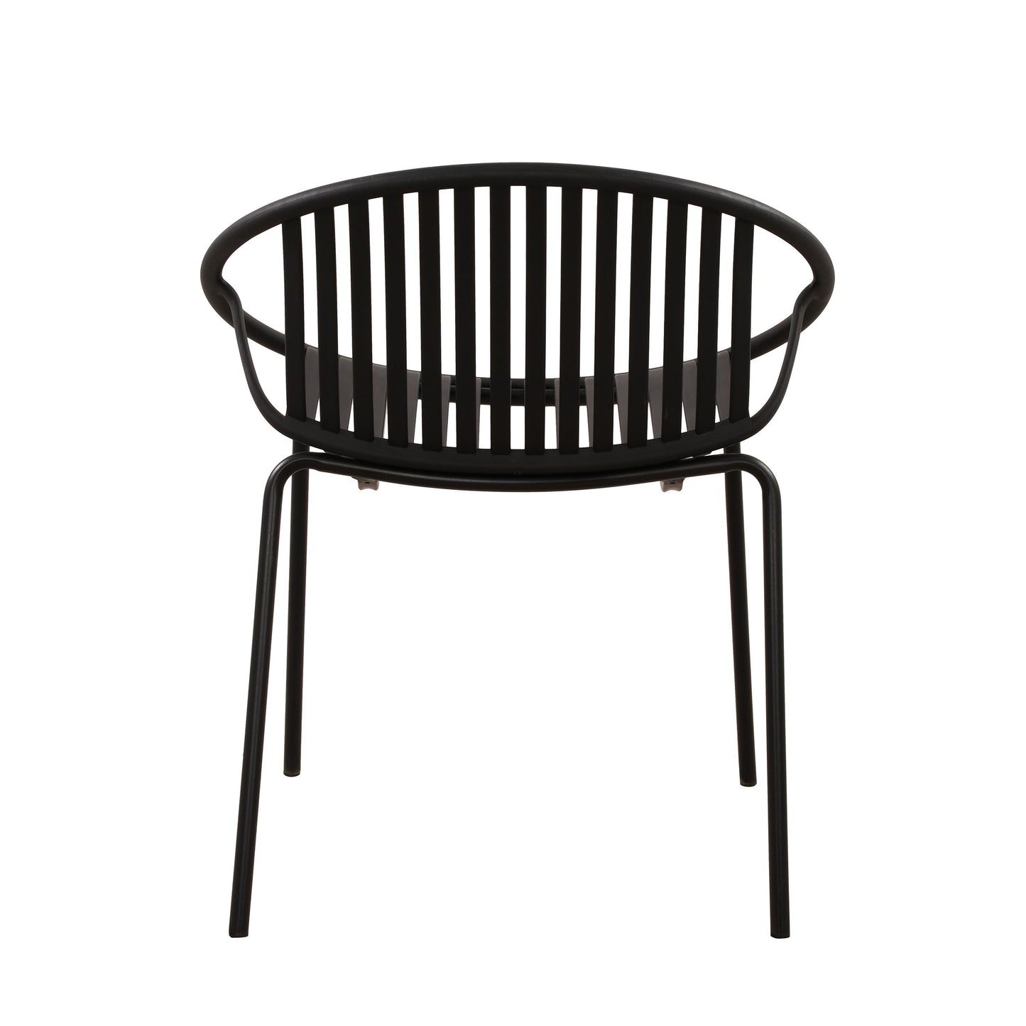 Modern Metal And Polypropylene 7 Piece Outdoor Dining Set With Stackable Chairs - Black