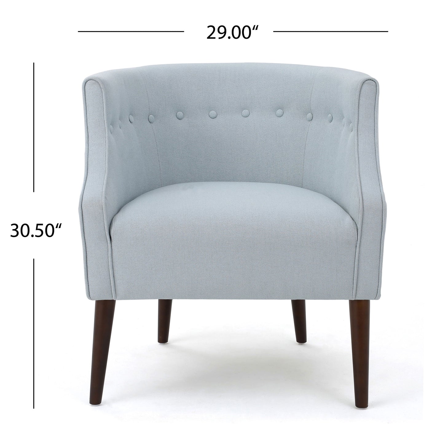Elegant Upholstered Club Chair With Button Tufting - Light Blue
