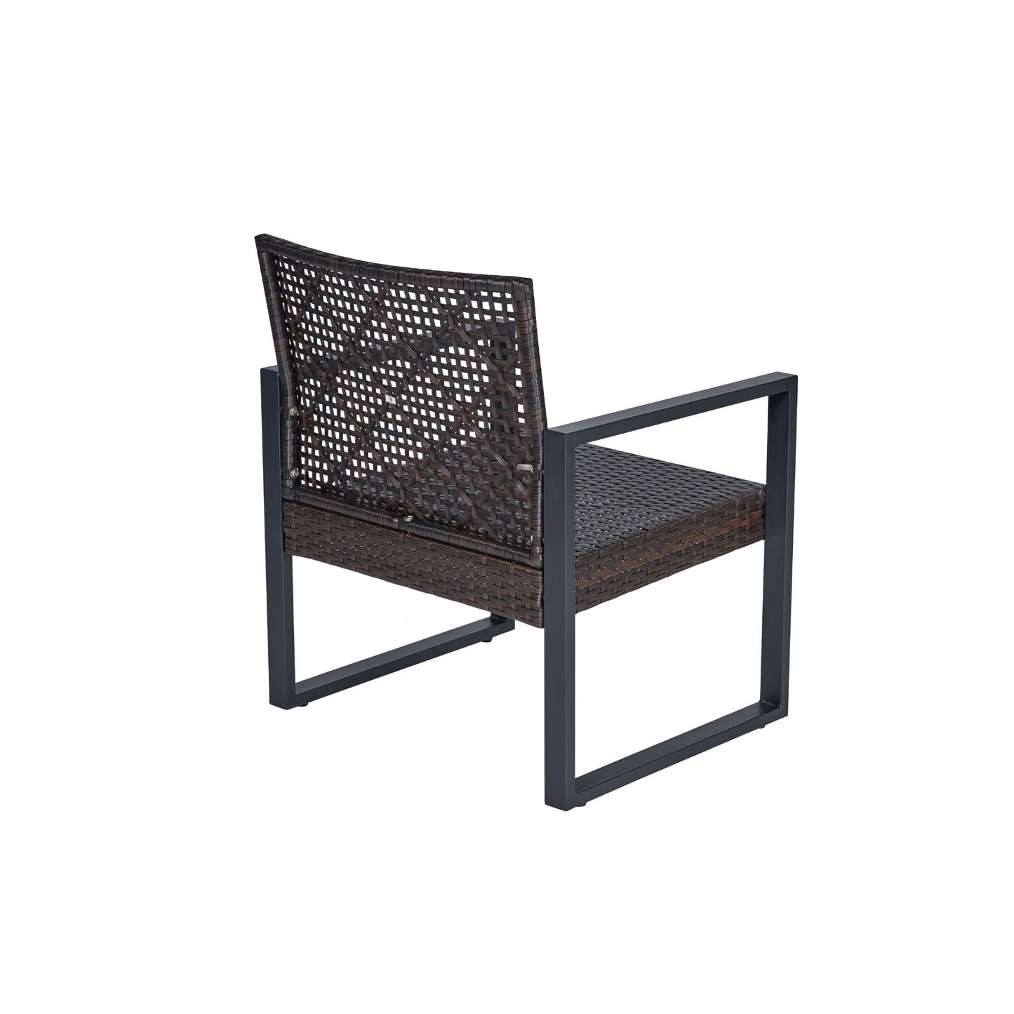 Modern 4 Piece Patio Furniture Set With Acacia Wood Table Top And Beige Cushions - Brown