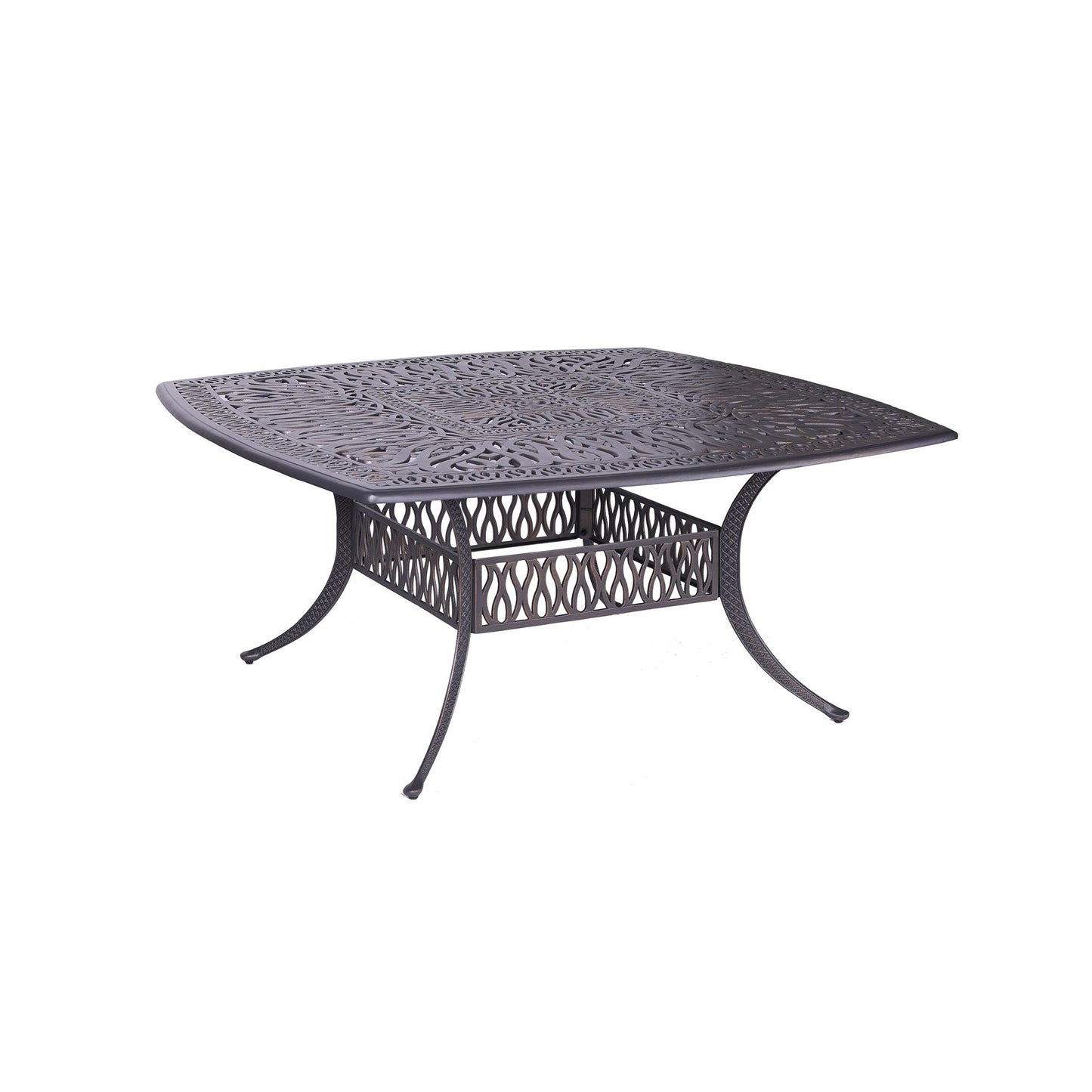 Square 8 Person 64" Long Aluminum Dining Set With Cushions With Swivel And Rocking Chairs - Dark Gray / White