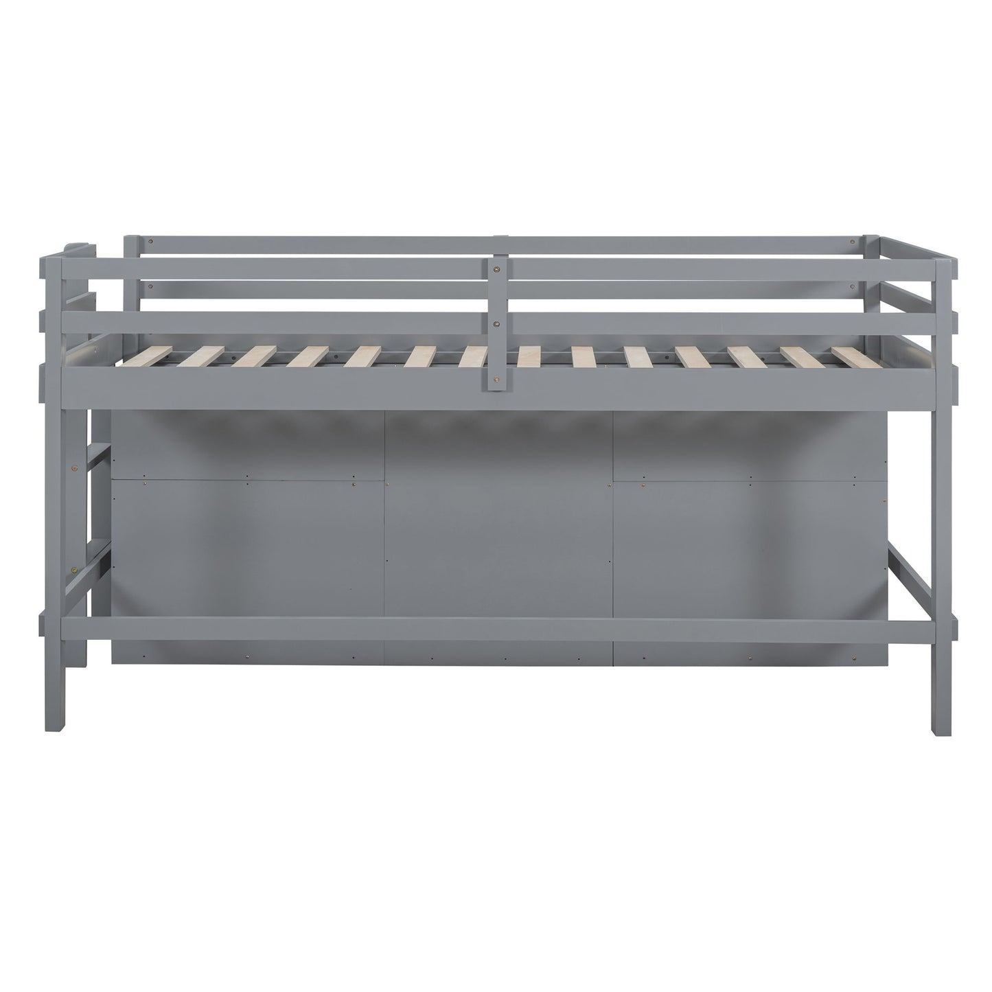 Twin Size Loft Bed With 4 Drawers, Underneath Cabinet And Shelves - Gray