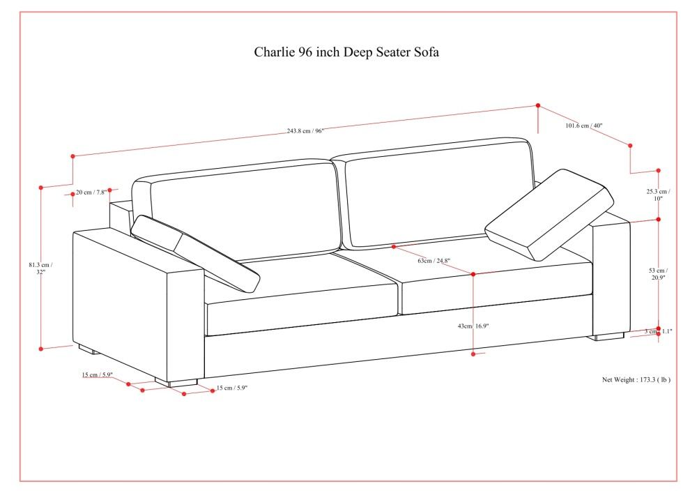Charlie - Deep Seater Sofa - Gray