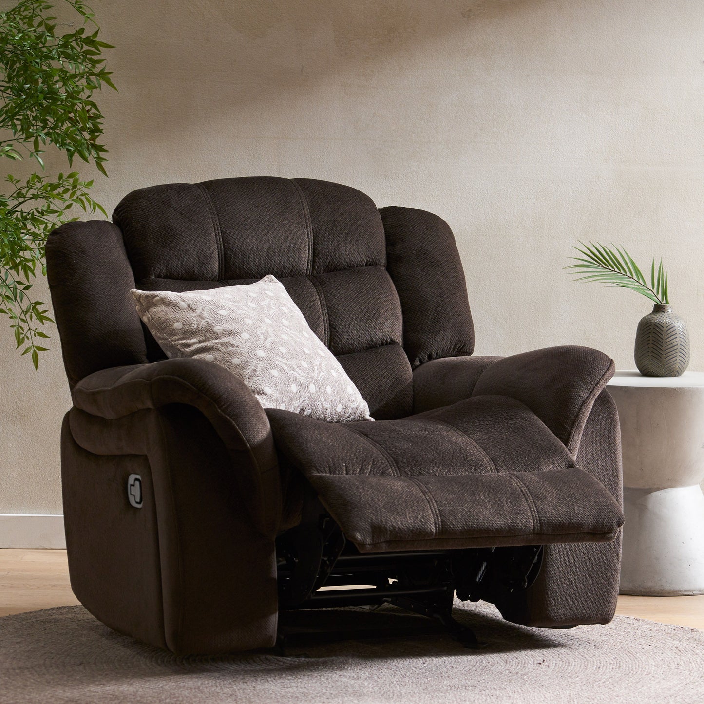 Classic Design, Plush, Glider Recliner - Brown