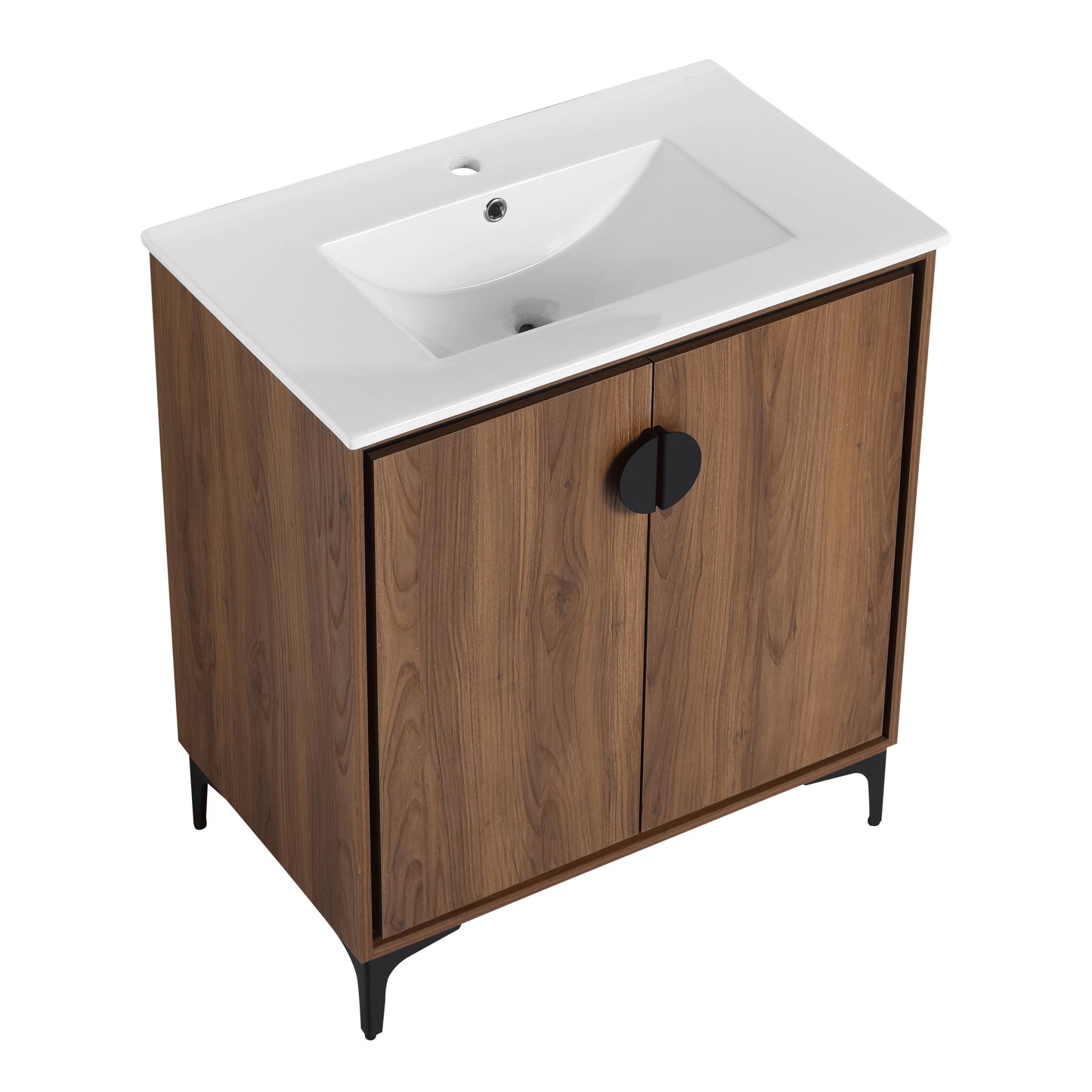 Bathroom Vanity Freestanding Cabinet With Sink - Brown