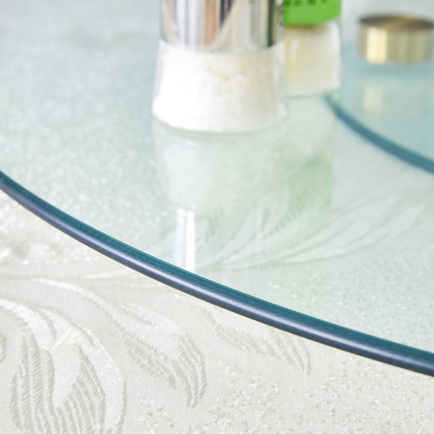 Double Layer Rotatable Round Glass Plate - Gold / Transparent