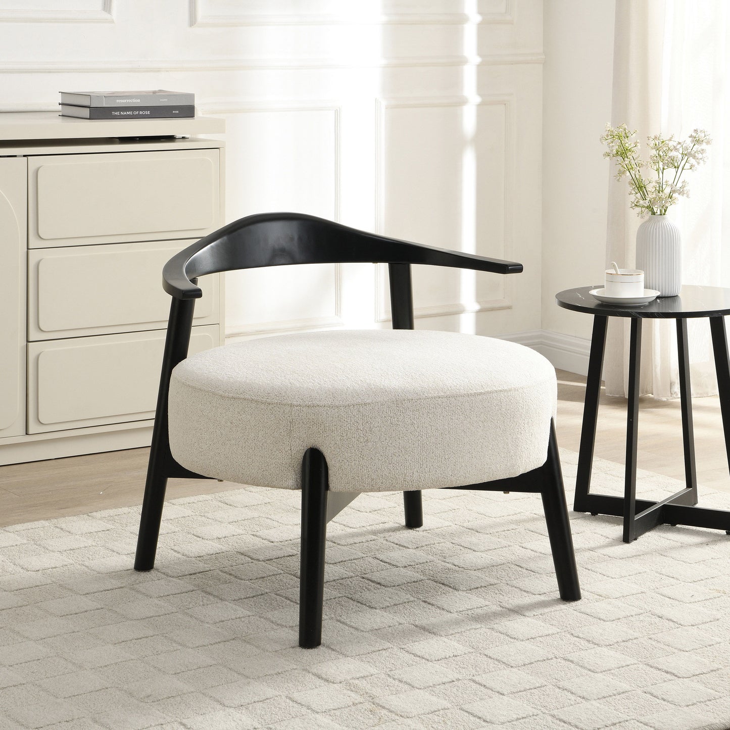 Upholstered Accent Chair, Modern Living Room Chairs, Reading Armchair For Sunroom Bedroom - Beige
