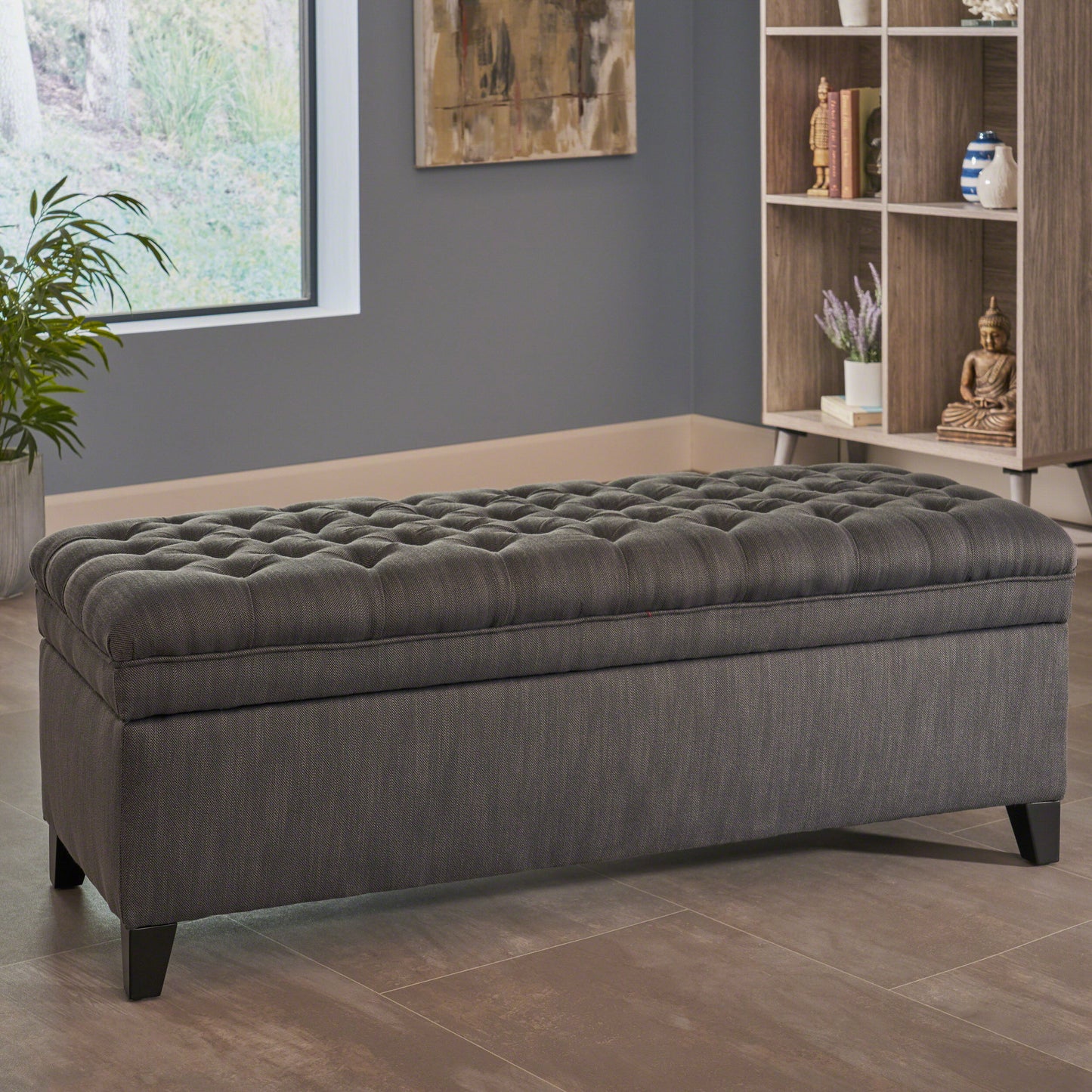 Juliana - Stylish Storage Ottoman With Extra Seating - Gray