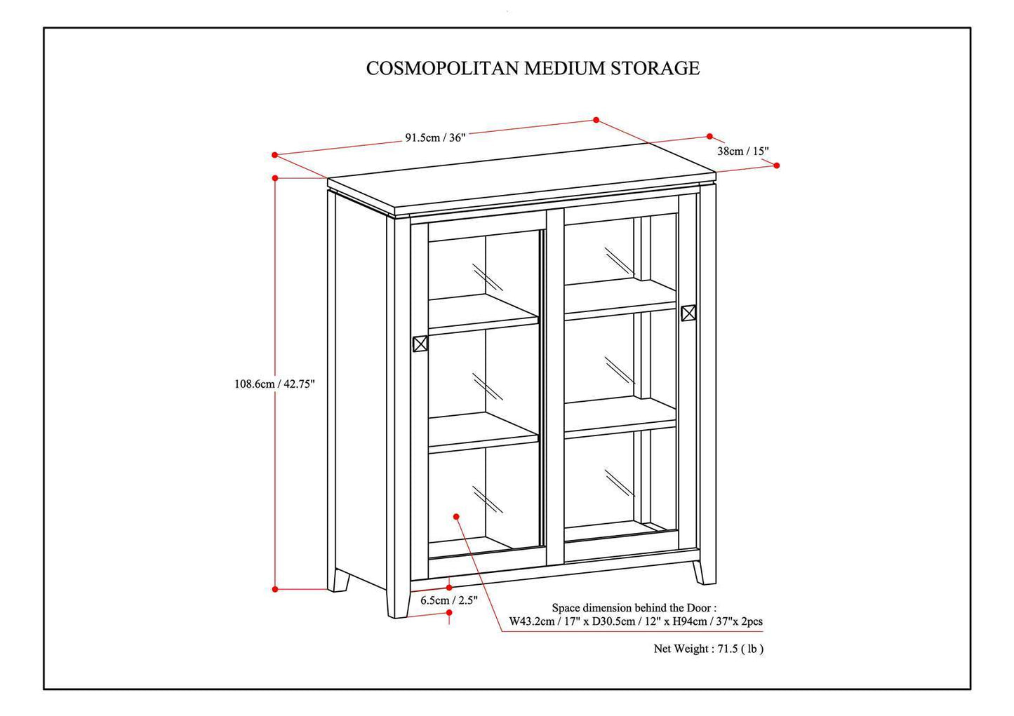 Cosmopolitan - Medium Storage Cabinet - Mahogany Brown