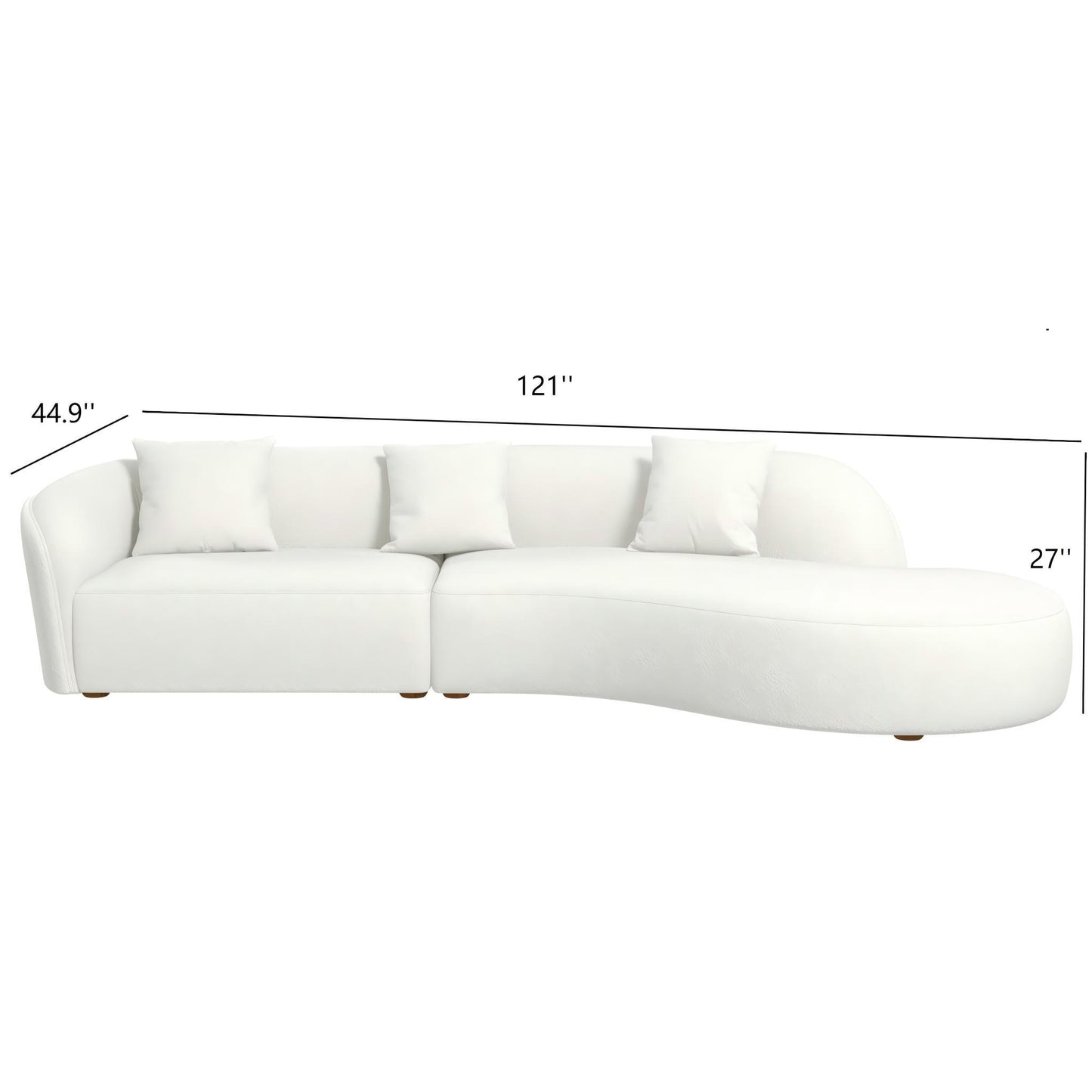 Elijah - Japandi Curvy Sectional Sofa - Beige