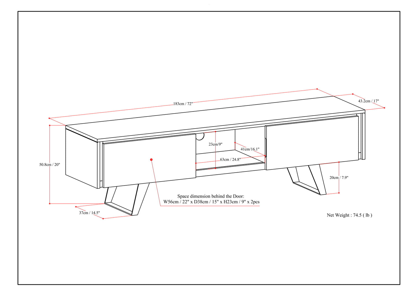 Lowry - Handcrafted TV Media Stand - Oak