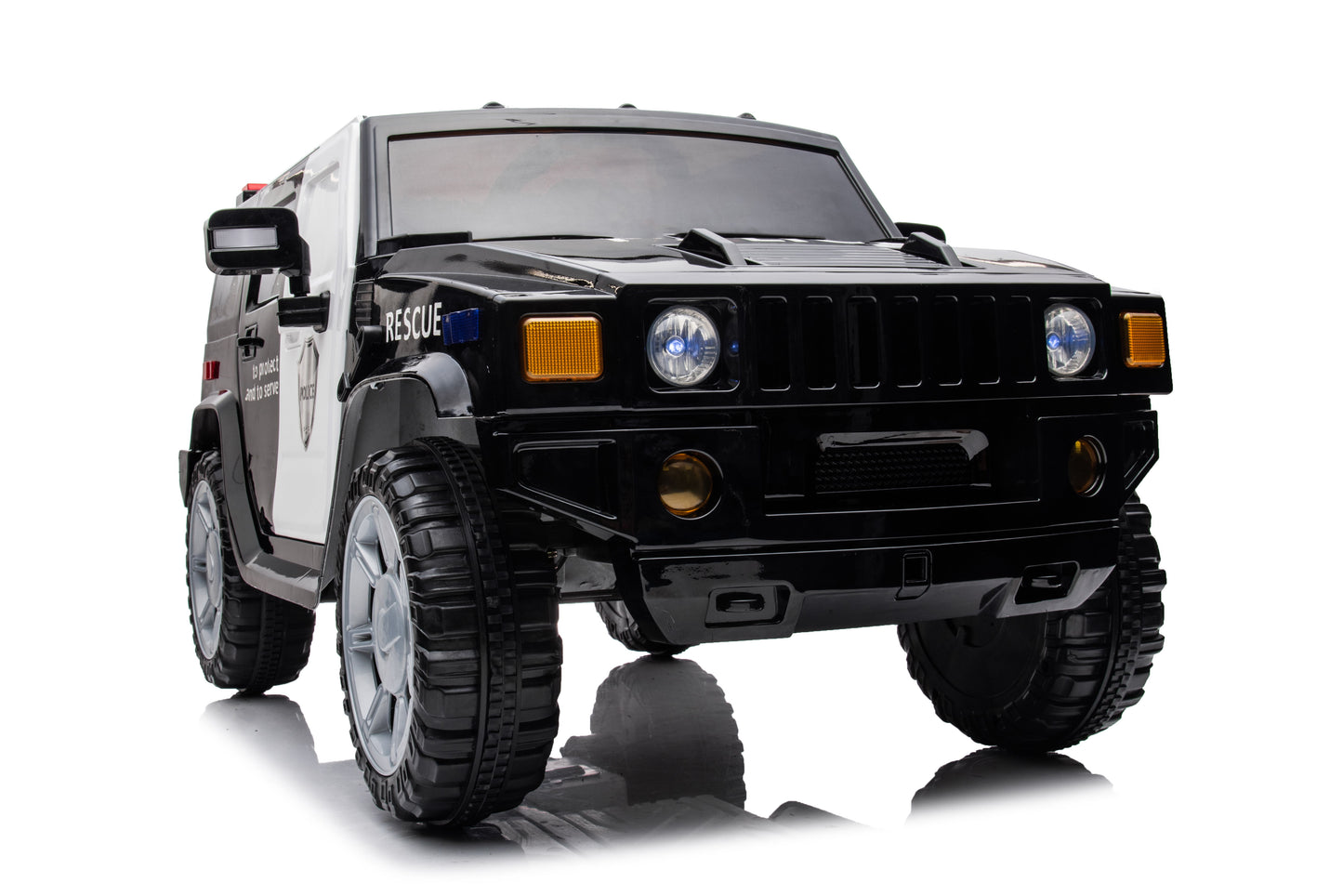 12V7A 30W*2 Four-Wheel Drive Leather Seat One Button Start, Forward And Backward, High And Low Speed, Music, Front Light, Power Display, Two Doors Can Open, 2.4G R / C, Seat Belt Four Wheel Absorber - Black