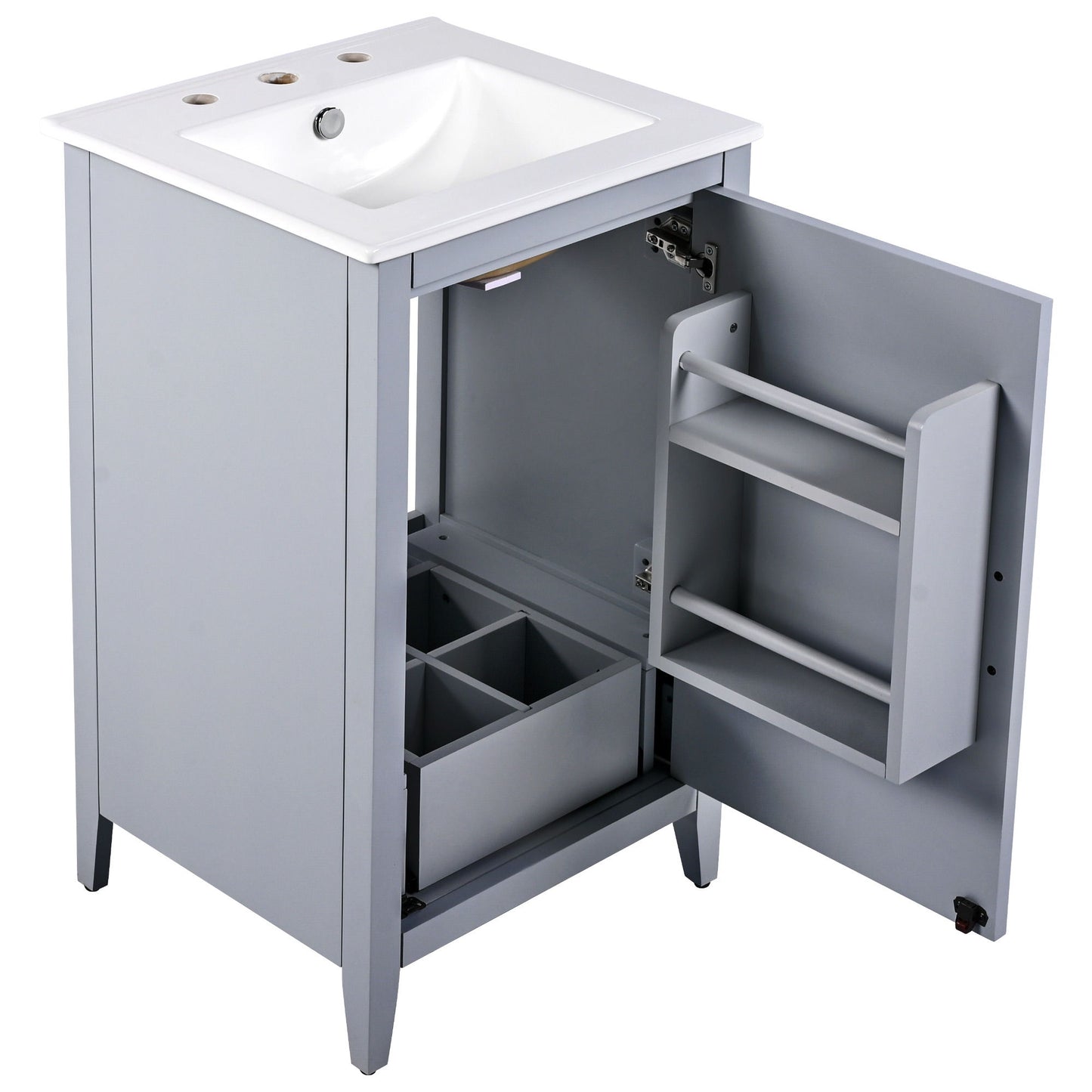 Modern 20.3" Bathroom Vanity With Sink And Functional Storage - Gray