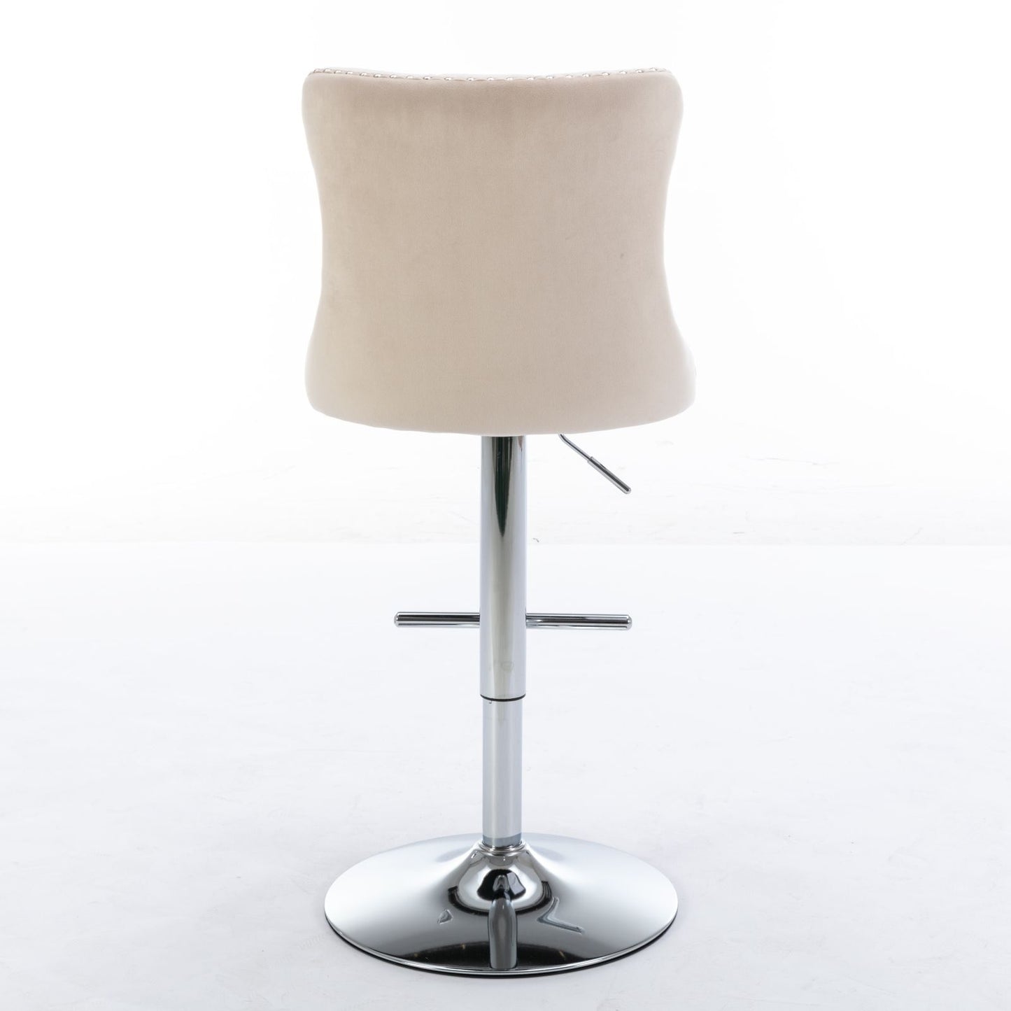 Swivel Velvet Barstools Adjusatble Seat Height From 25-33", Modern Upholstered Chrome Base Bar Stools With Backs Comfortable Tufted For Home Pub And Kitchen Island (Set of 2) - Beige