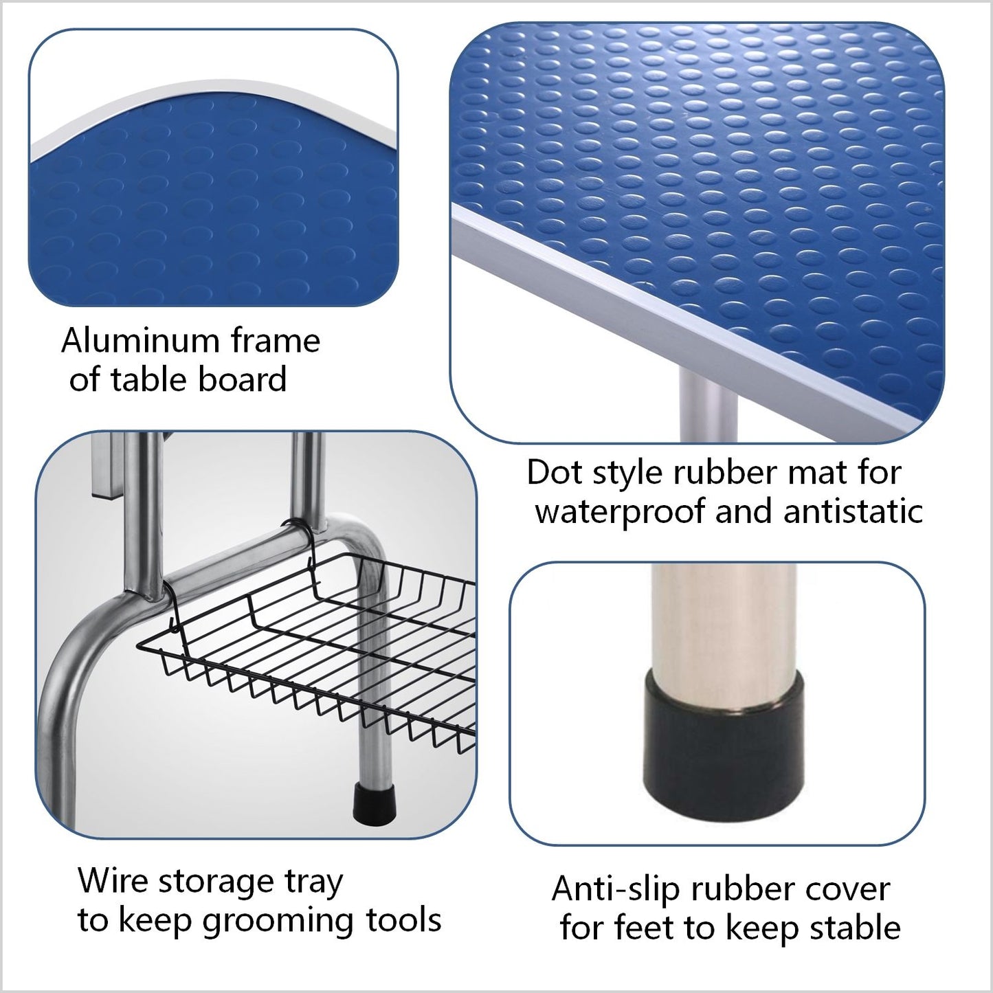 Folding Dog Pet Grooming Table Heavy Duty Stainless Steel Pet Dog Cat Grooming Table - Blue
