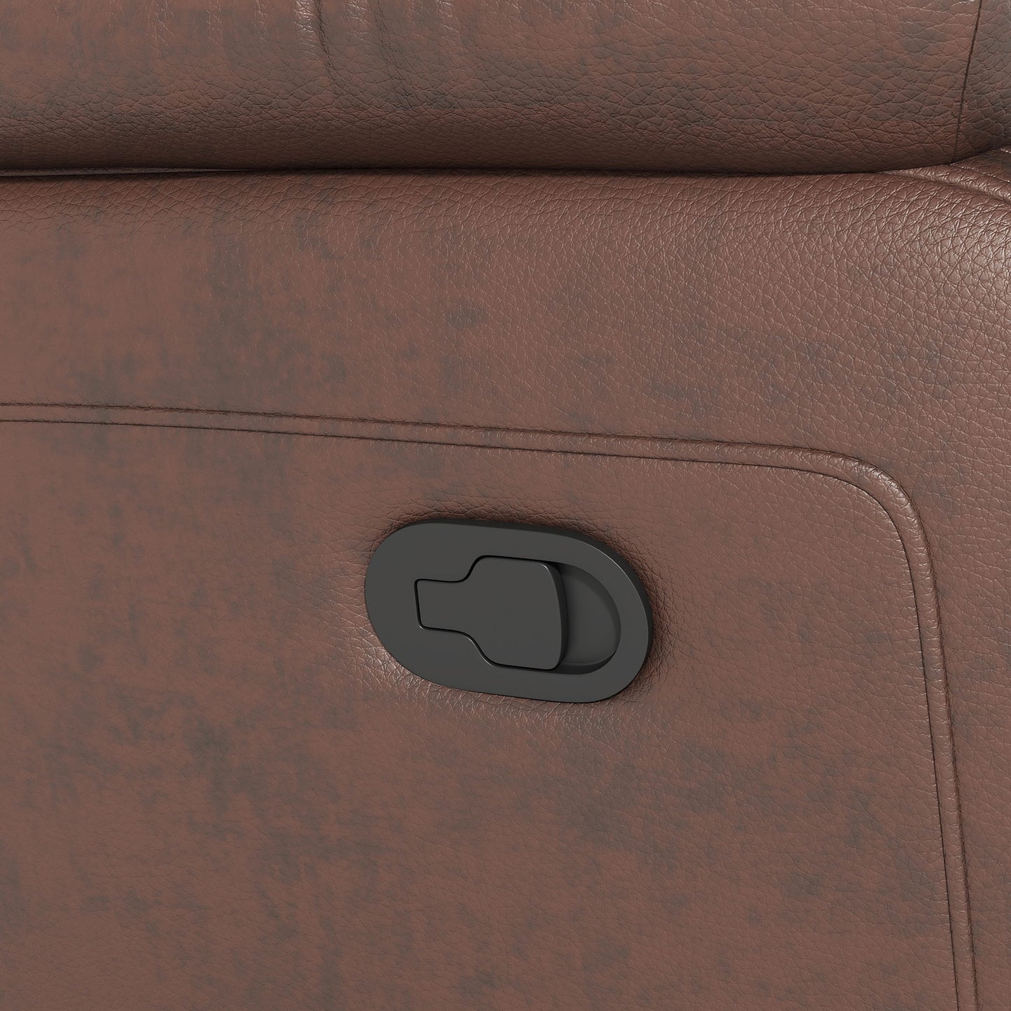Genuine Leather Non-Power Reclining Sofa With Drop Down Table, Stainless Steel Cupholders And Magazine Bag - Brown