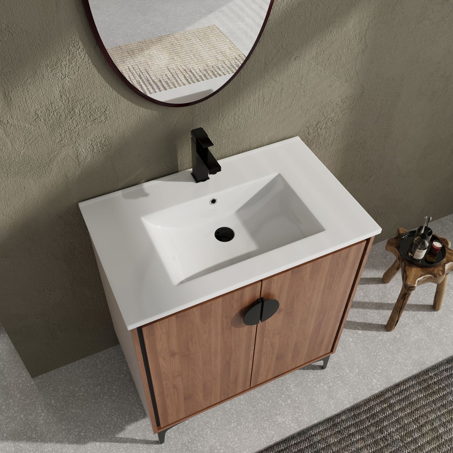 Bathroom Vanity Freestanding Cabinet With Sink - Brown