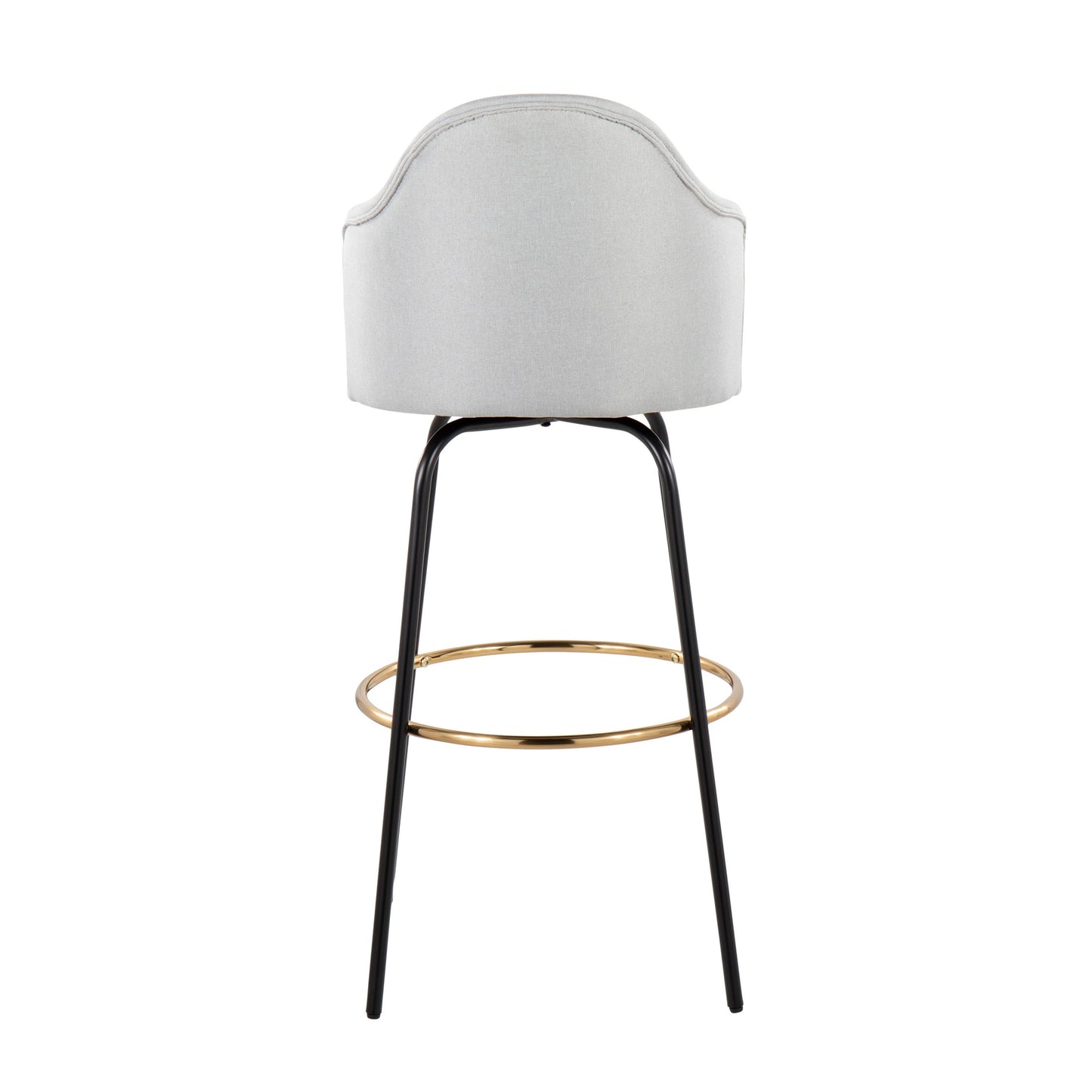 Ahoy - Contemporary Fixed Height Bar Stool Round Gold Footrest (Set of 2) - Light Gray / Black