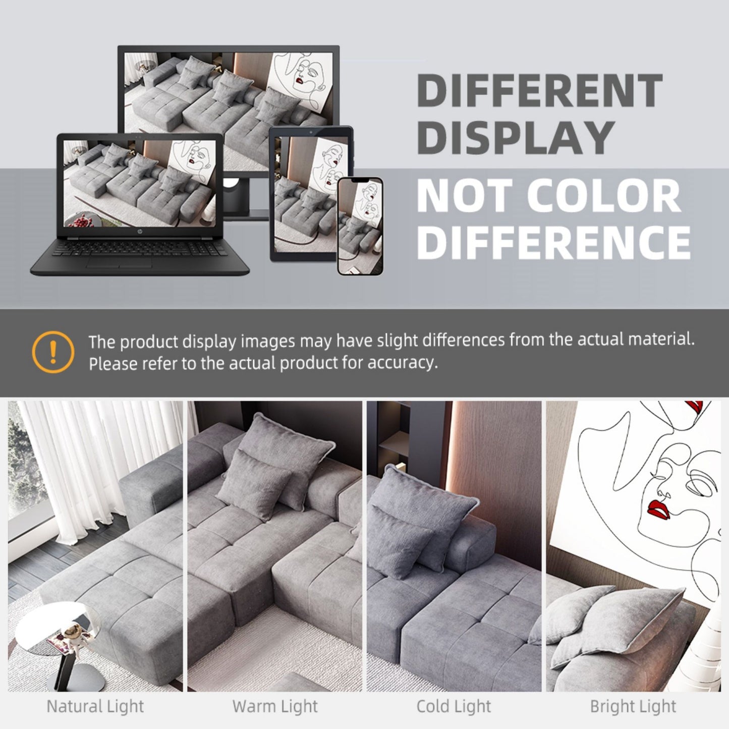 Modern Oversized Modular Sectional Sofa, Sparkling Fabric Soft Cushion Sofa With 6 Pillows, 6 Pieces Diy Combination Tufted Sofa, No Assembly Required - Gray