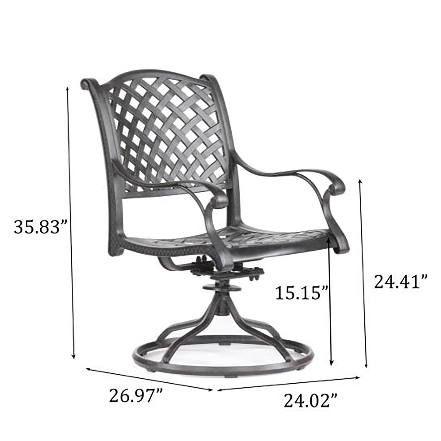 Patio Outdoor Dining Swivel Rocker Chairs With Cushion (Set of 2) - Navy Blue