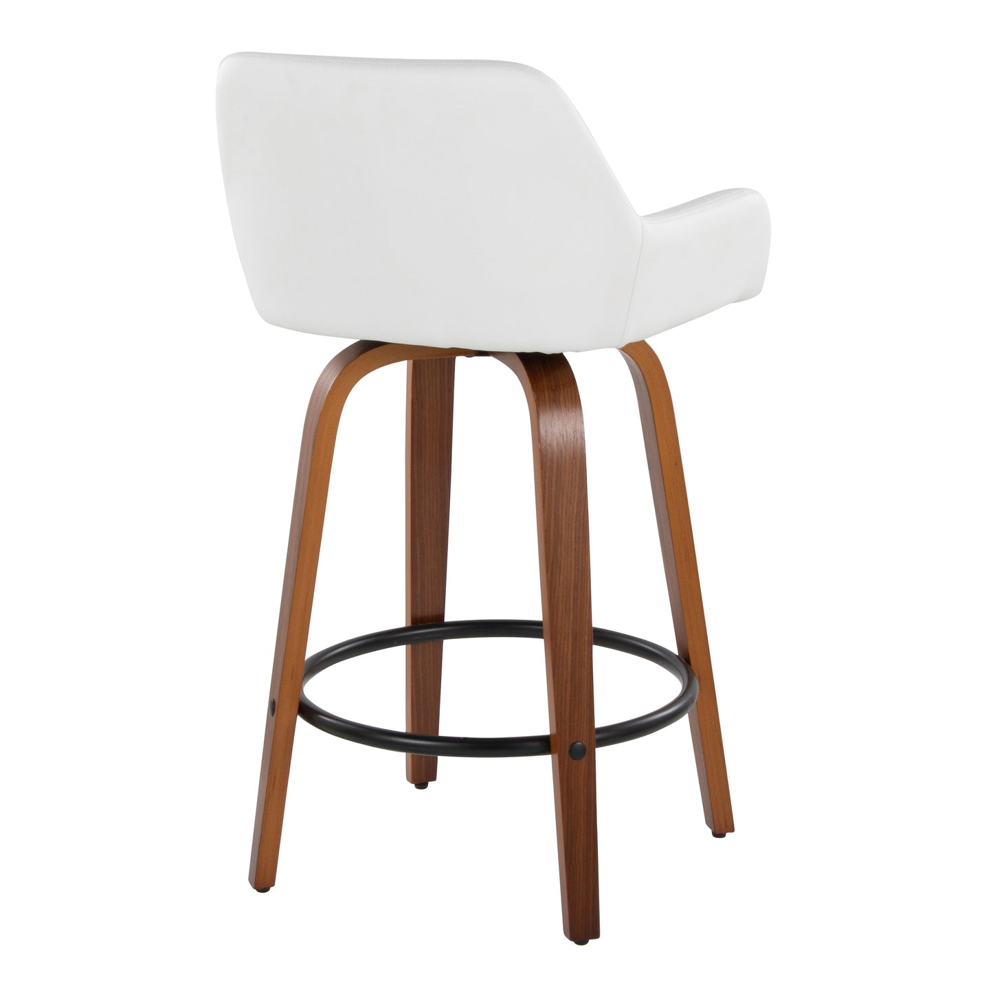 Daniella - Contemporary Fixed Height Counter Stool With Swivel With Round Footrest (Set of 2) - Walnut / White