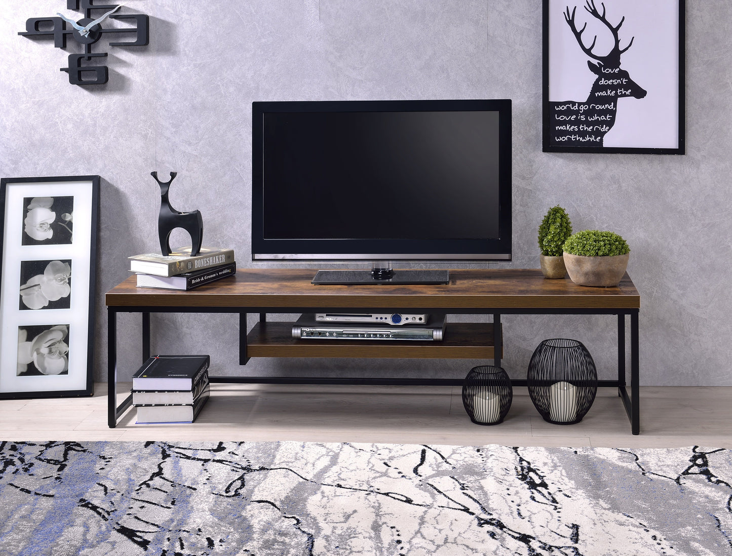 Bob - TV Stand - Weathered Oak / Black
