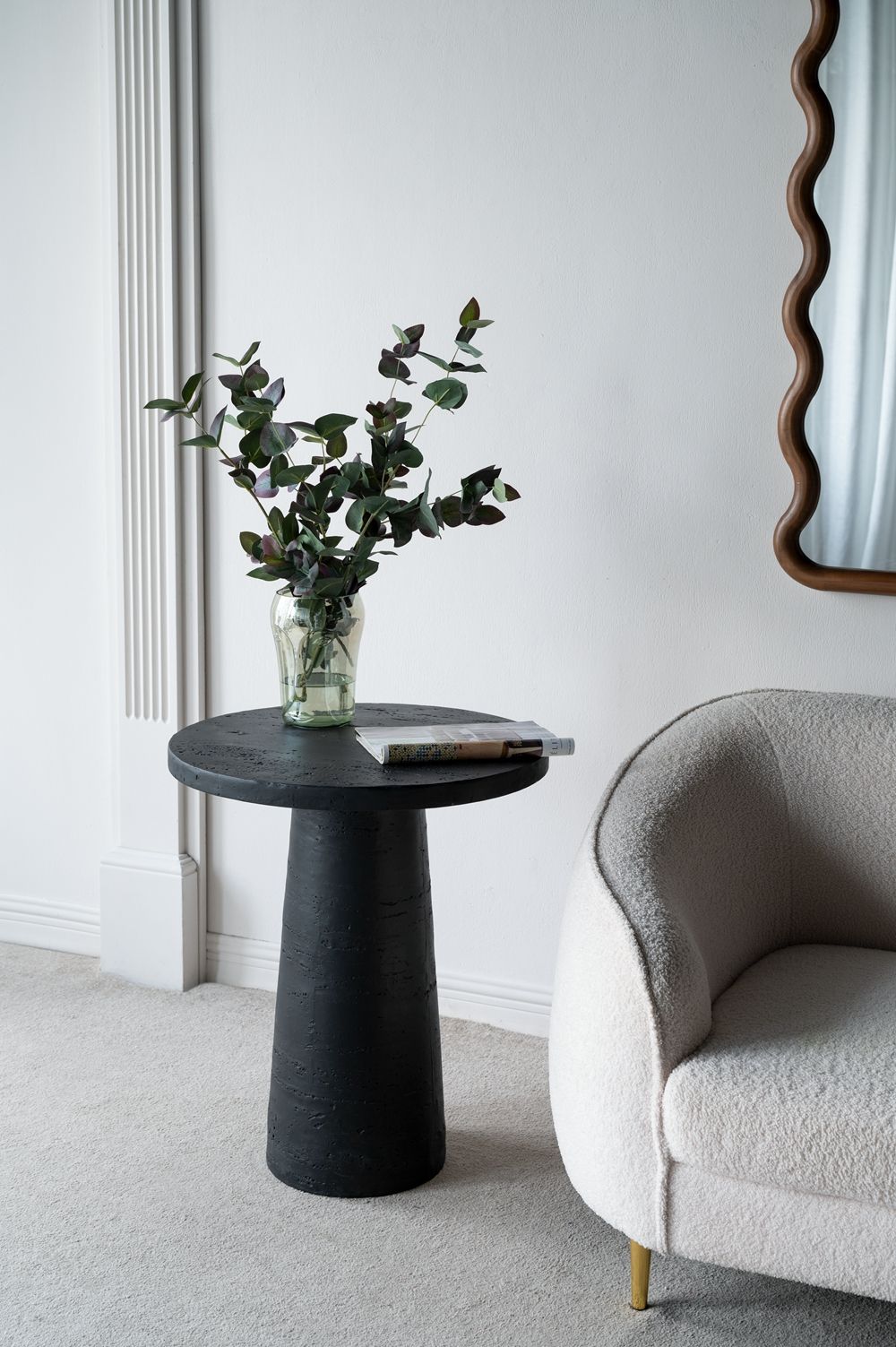 Round Side Table With Pedestal Base - Black