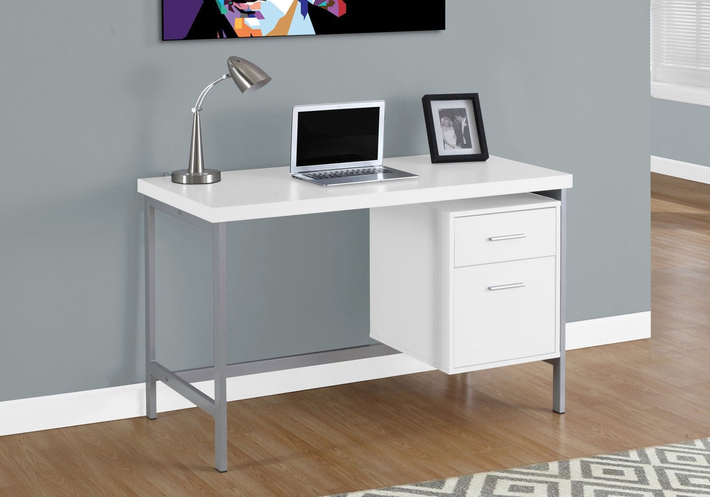 Computer Desk For Home Office, Laptop, Left Right Set - Up, Storage Drawers, Contemporary And Modern - White