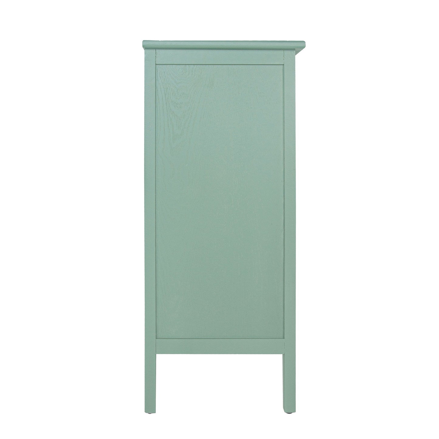 3 Drawer Storage Cabinet With Hollow Carved Design And Metal Handles, Chest For Entryway, Living Room Or Bedroom - Light Green