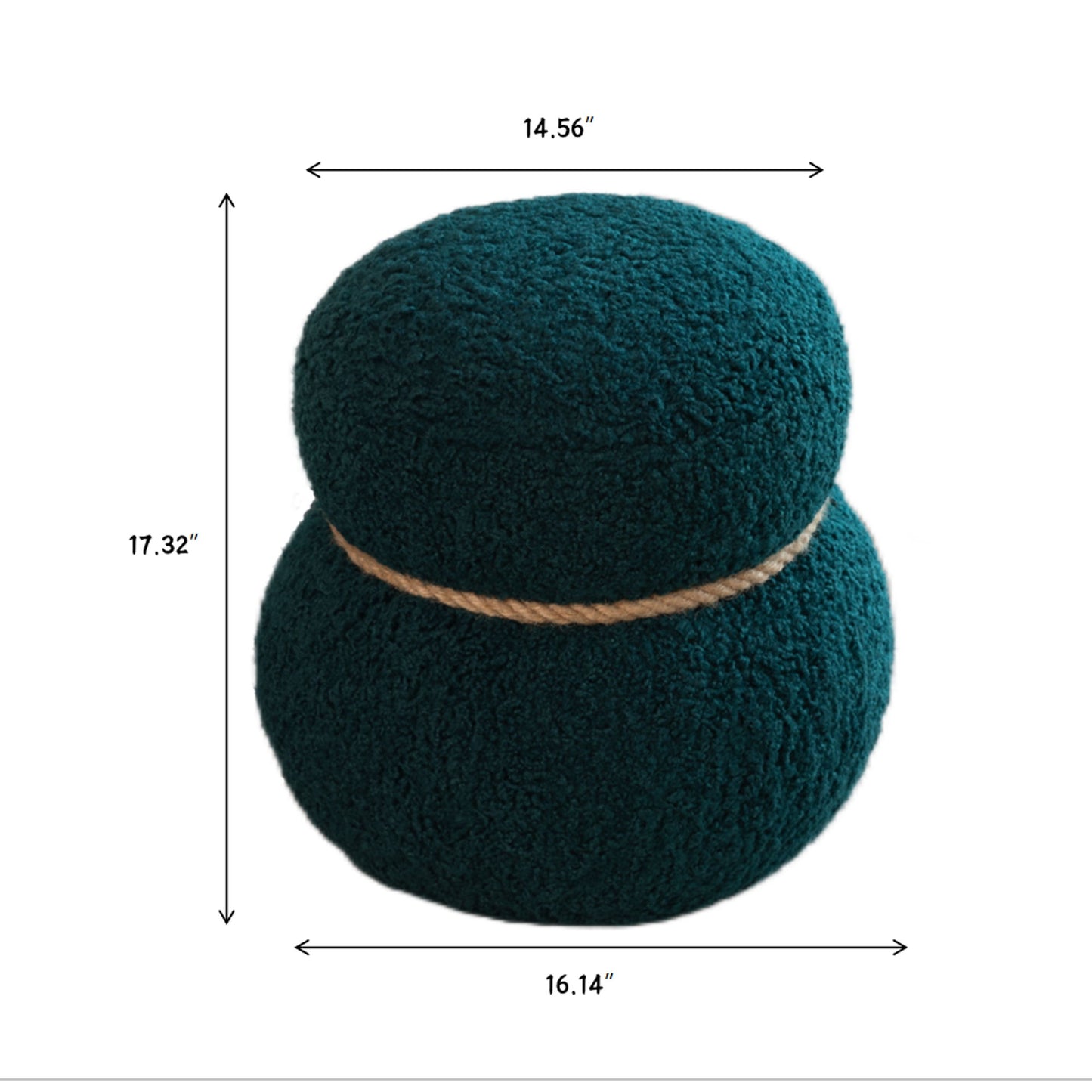 Snowman Stool With Lamb Wool Cushion And Solid Wood Frame - Dark Green