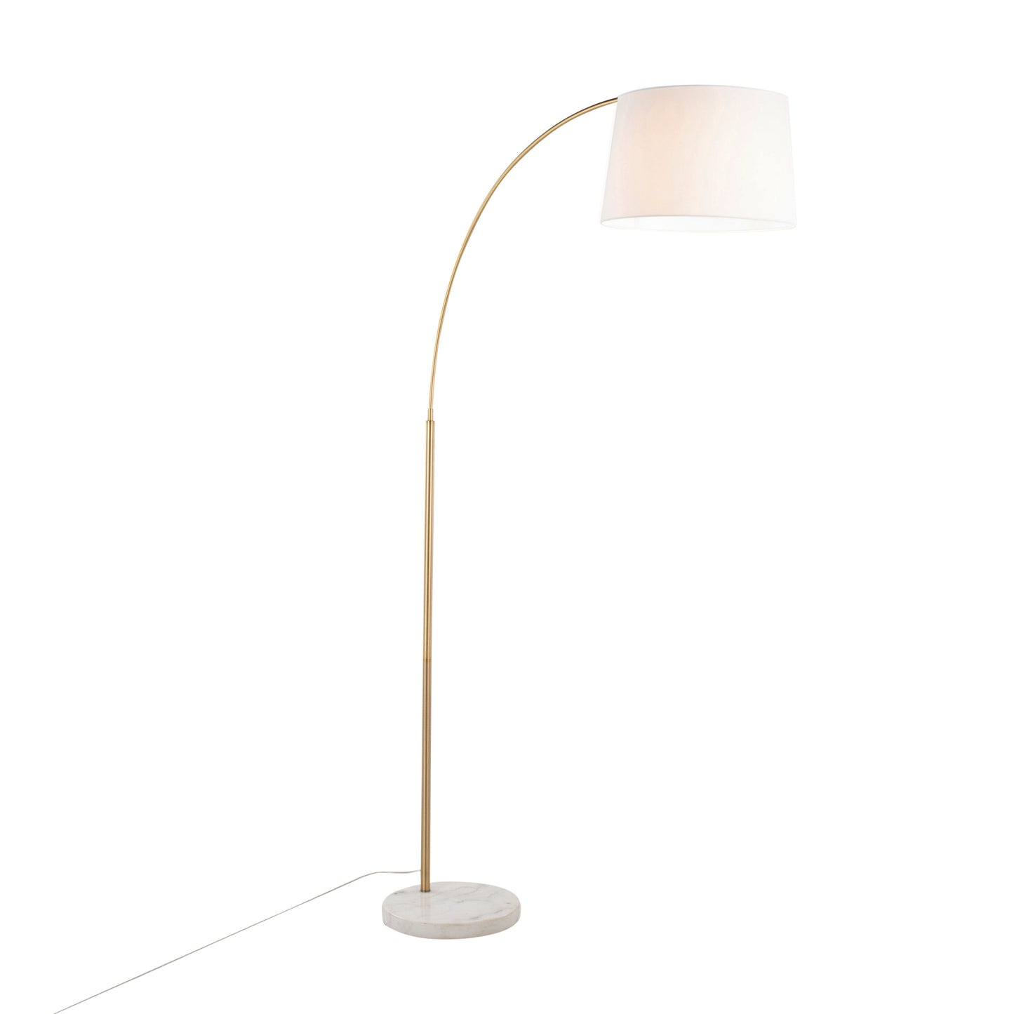 March - Contemporary Floor Lamp - Antique Brass / White