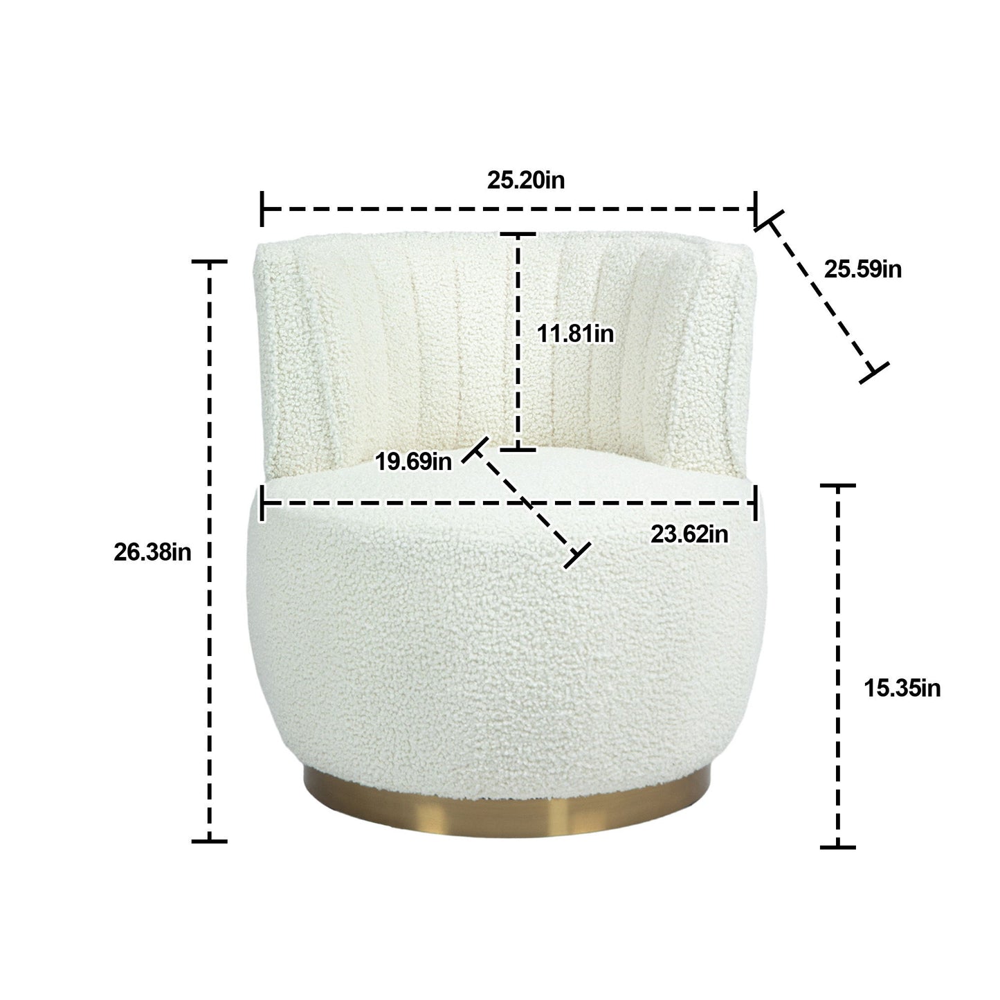 Coolmore - 360 Degree Swivel Cuddle Barrel Accent Sofa Chair, Round Armchair With Wide Upholstered Teddy Fabric - Cream