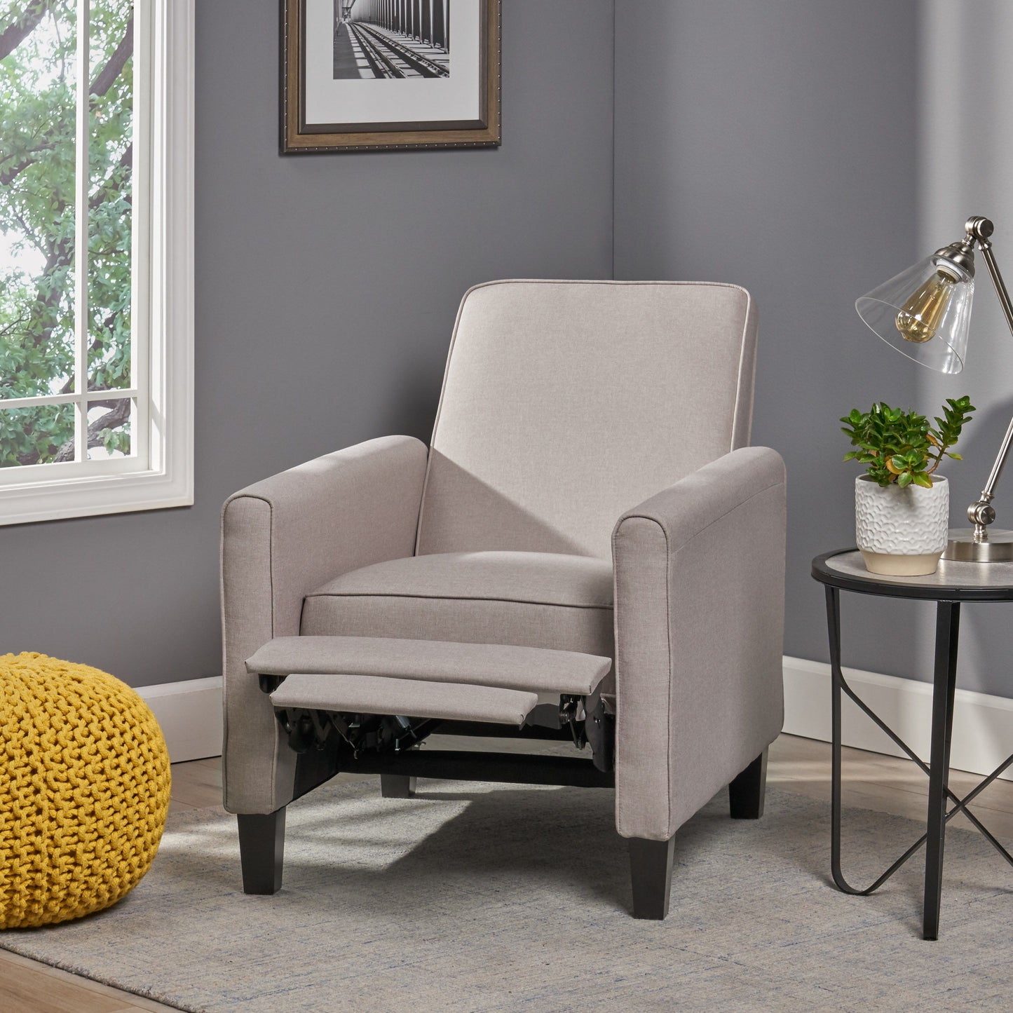 Recliner Push Back Chair For Elegant Home - Beige