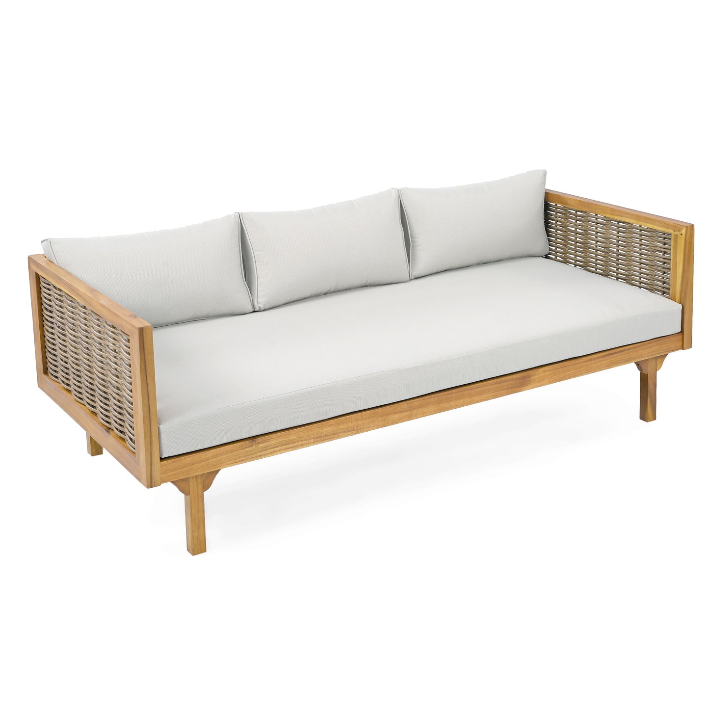 Claremont - 3 Seater Daybed With Rattan Arms - Light Gray