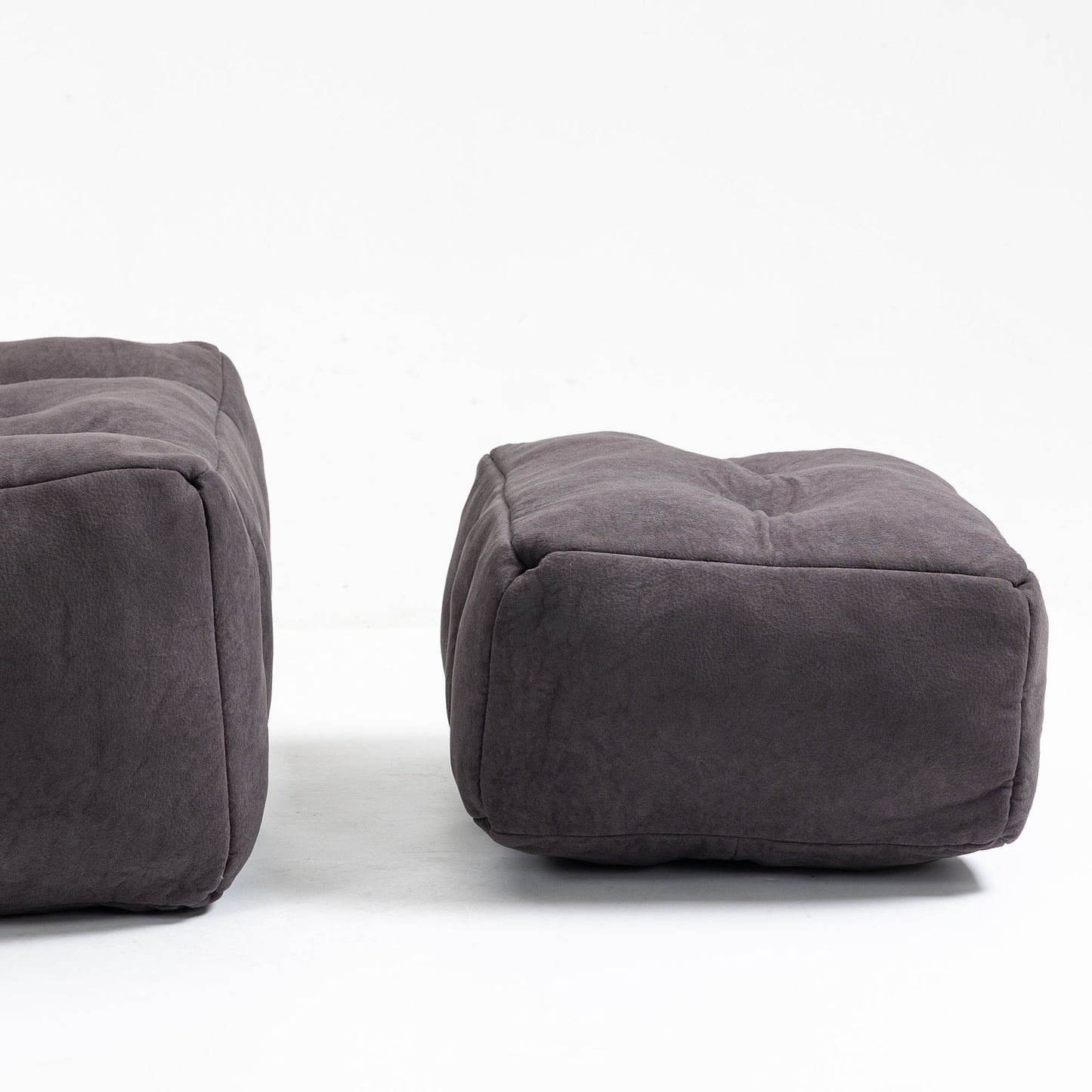 Fluffy Bean Bag Chair, Comfortable Bean Bag For Adults And Children, Super Soft Lazy Sofa Chair With Memory Foam And Ottoman, Indoor Modern Focus Bean Bag Chair For Living Room, Bedroom, Apartment - Black