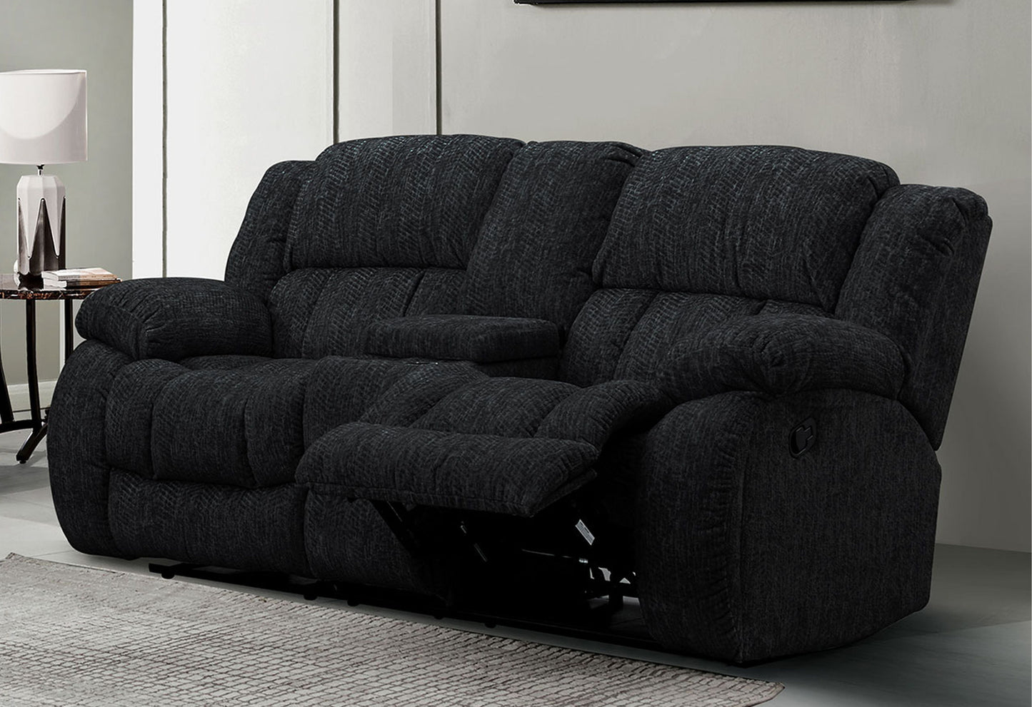 Stonic - Console Reclining Loveseat - Ebony