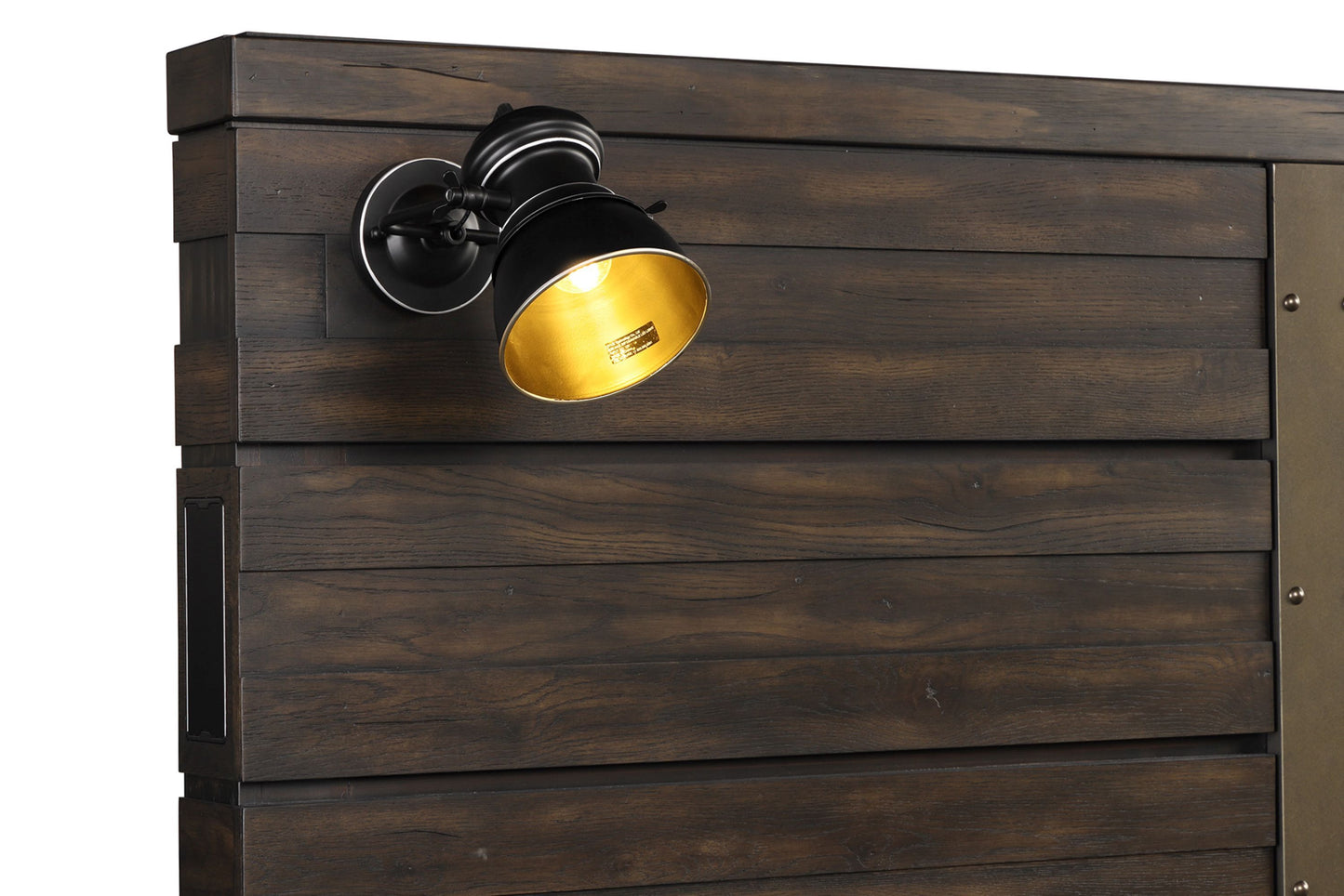 Queen Industrial Farmhouse Designed Bed With Bluetooth - Brown