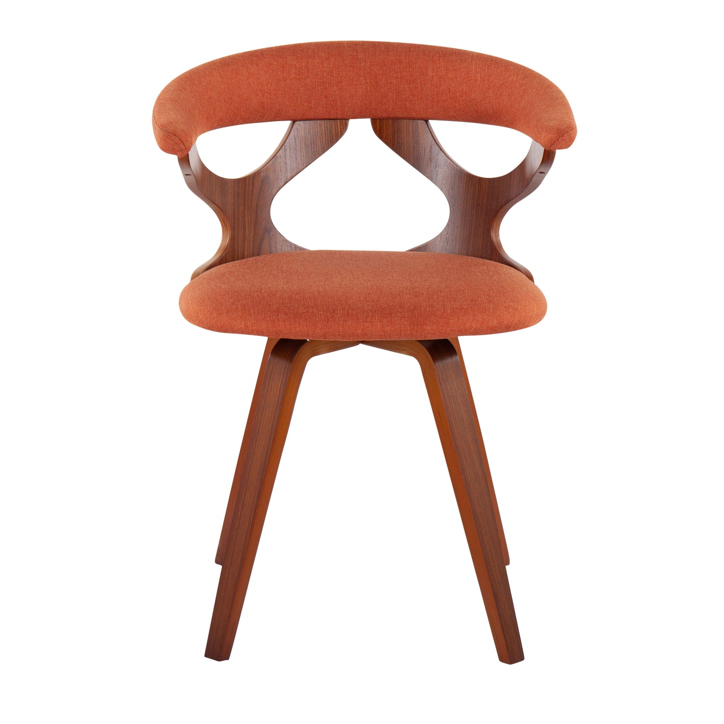 Gardenia - Mid-Century Modern Dining / Chair With Swivel - Walnut / Orange
