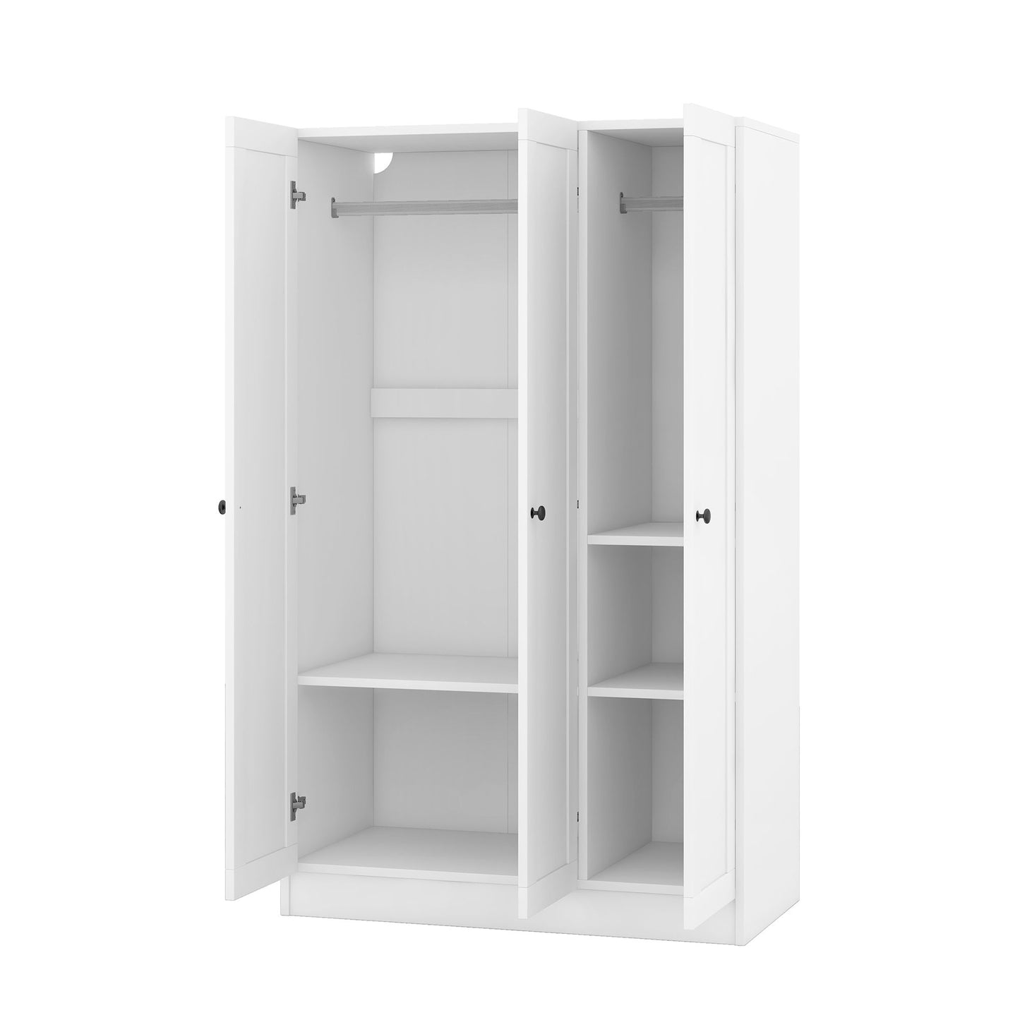 3 Door Shutter Wardrobe With Shelves - White